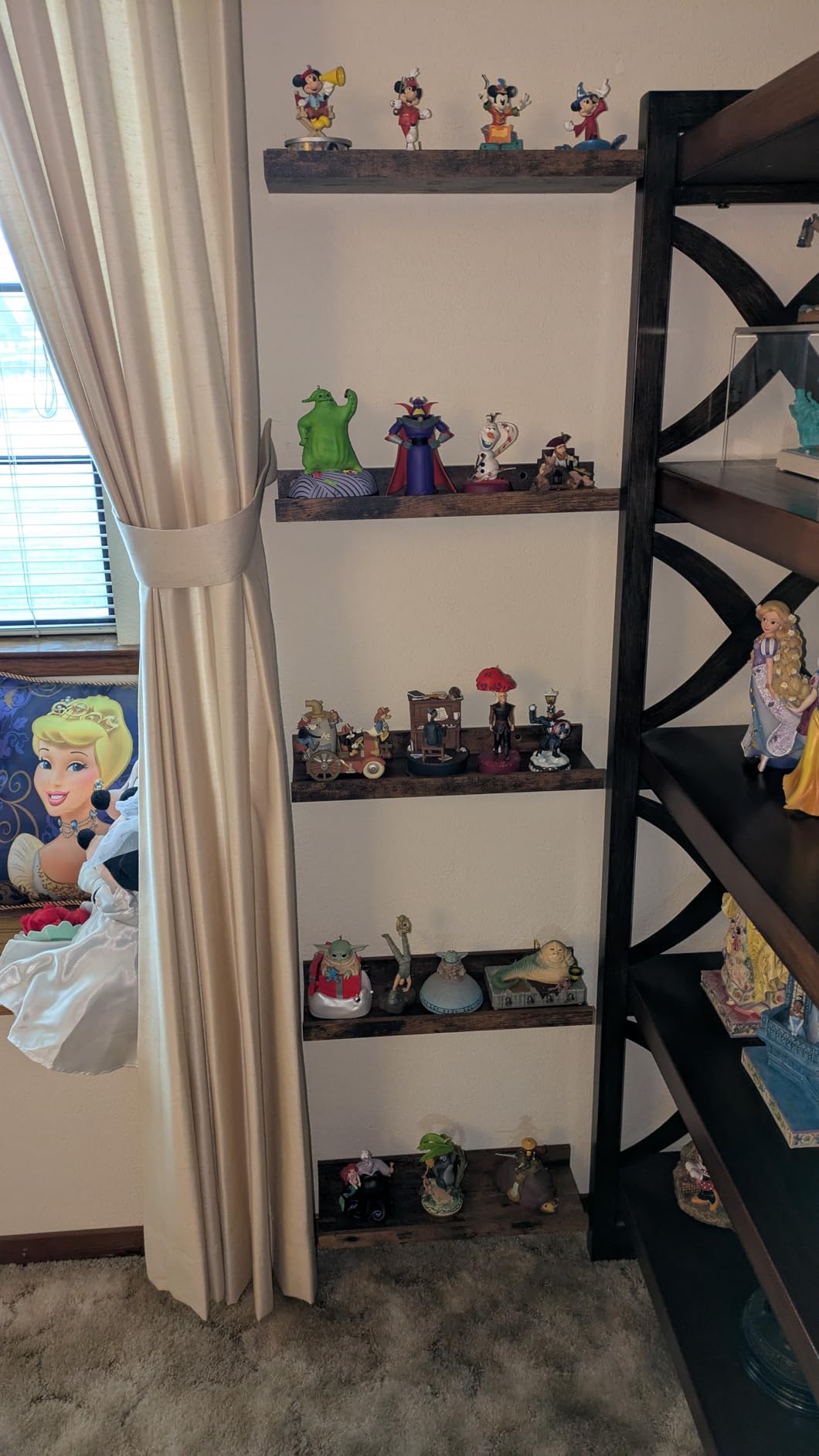 upsimples Floating Shelves for Wall, Wall Shelves for Decor Storage Set of 6, Wall Mounted Wood Shelf for Bedroom, Living Room, Bathroom, Kitchen, Picture Ledge Shelf, Brown customer photo 1