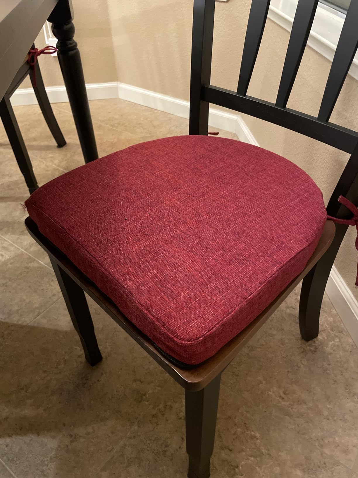 Chair Cushions for Dining Chairs with Ties and Removable Cover, Dining Kitchen Chair Pads with Non-Slip Bottom, High-Resilience Indoor Seat Cushions, 16'' x 16'' x 2'', Set of 4, Navy customer photo 1
