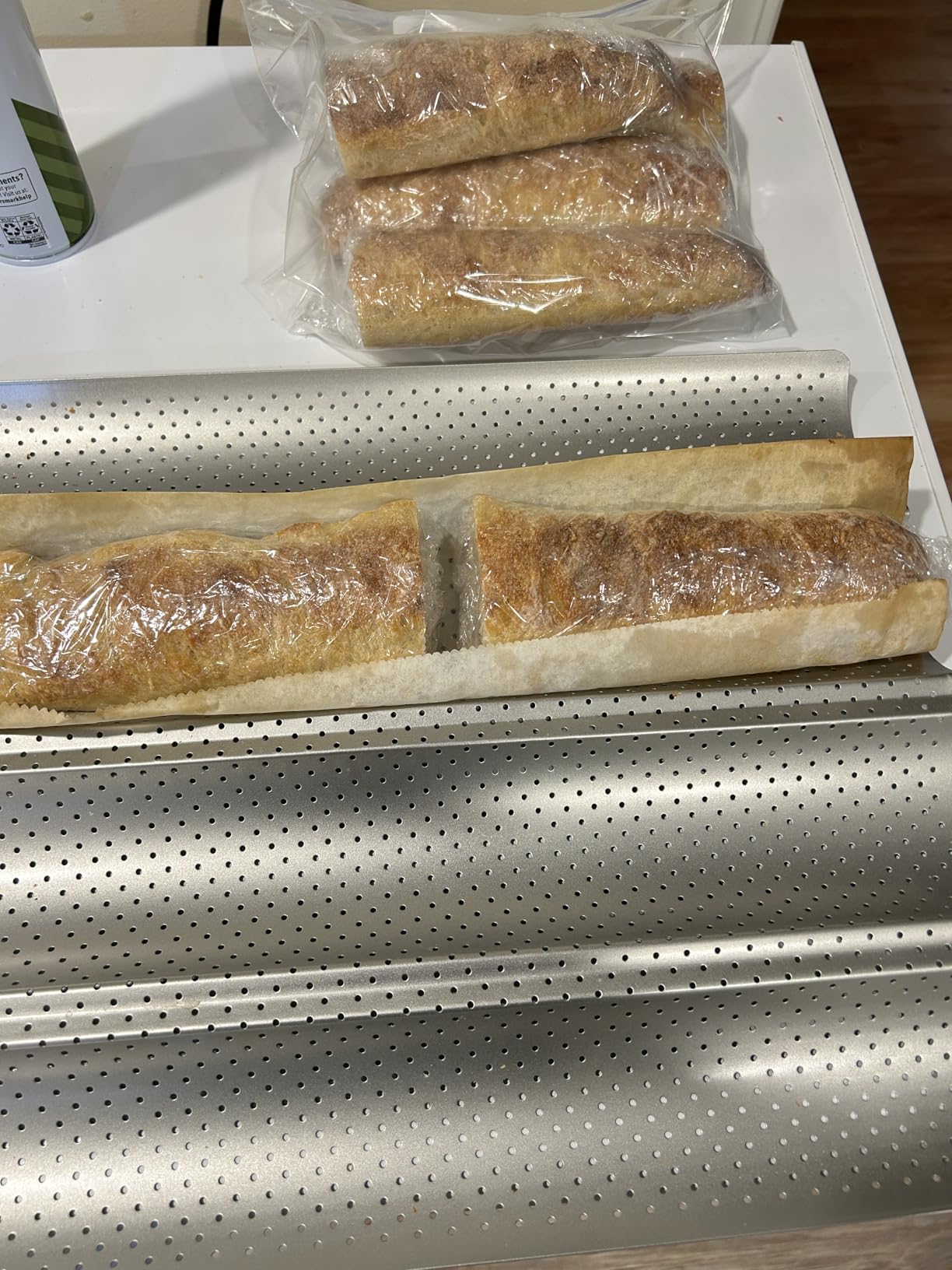 Baguette Bread Pan, Premium Nonstick Perforated Baguette Pan for French Bread Baking, 4 Loaves Baguette Baking Tray for Sourdough customer photo 1