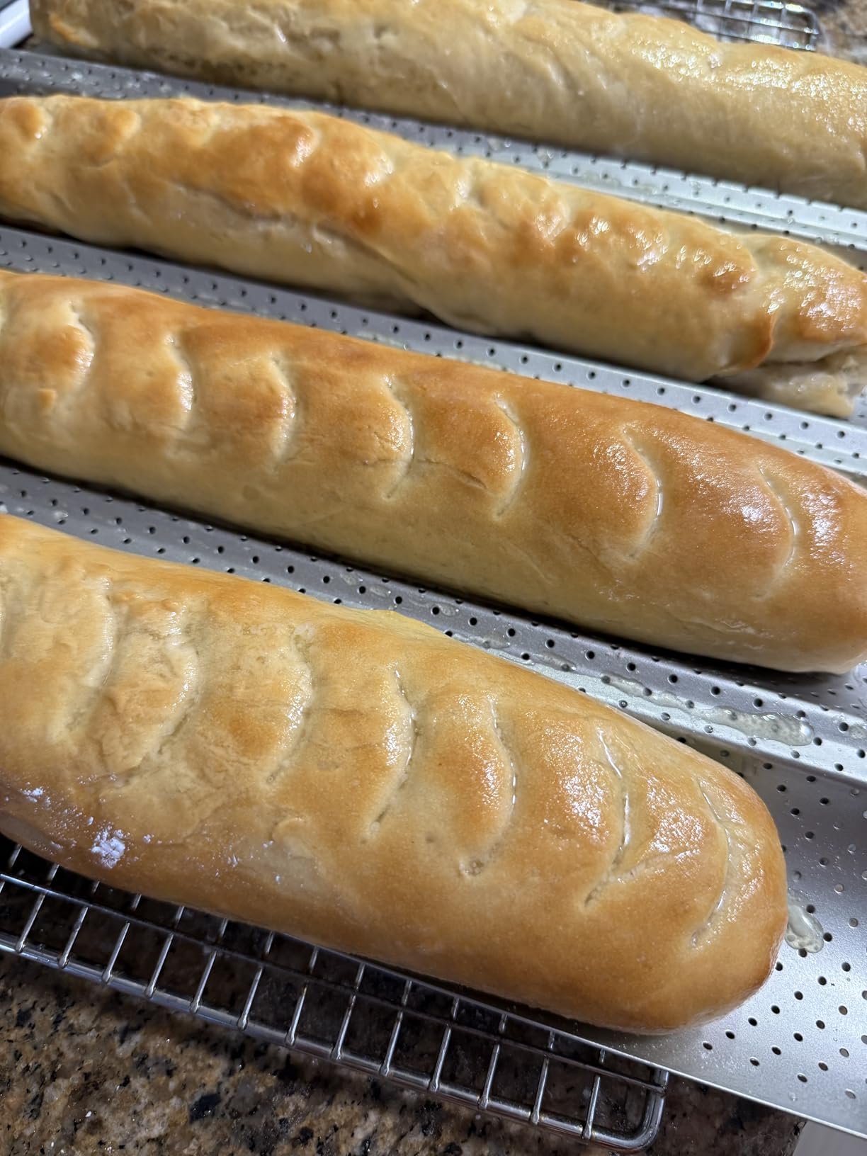 Baguette Bread Pan, Premium Nonstick Perforated Baguette Pan for French Bread Baking, 4 Loaves Baguette Baking Tray for Sourdough customer photo 2