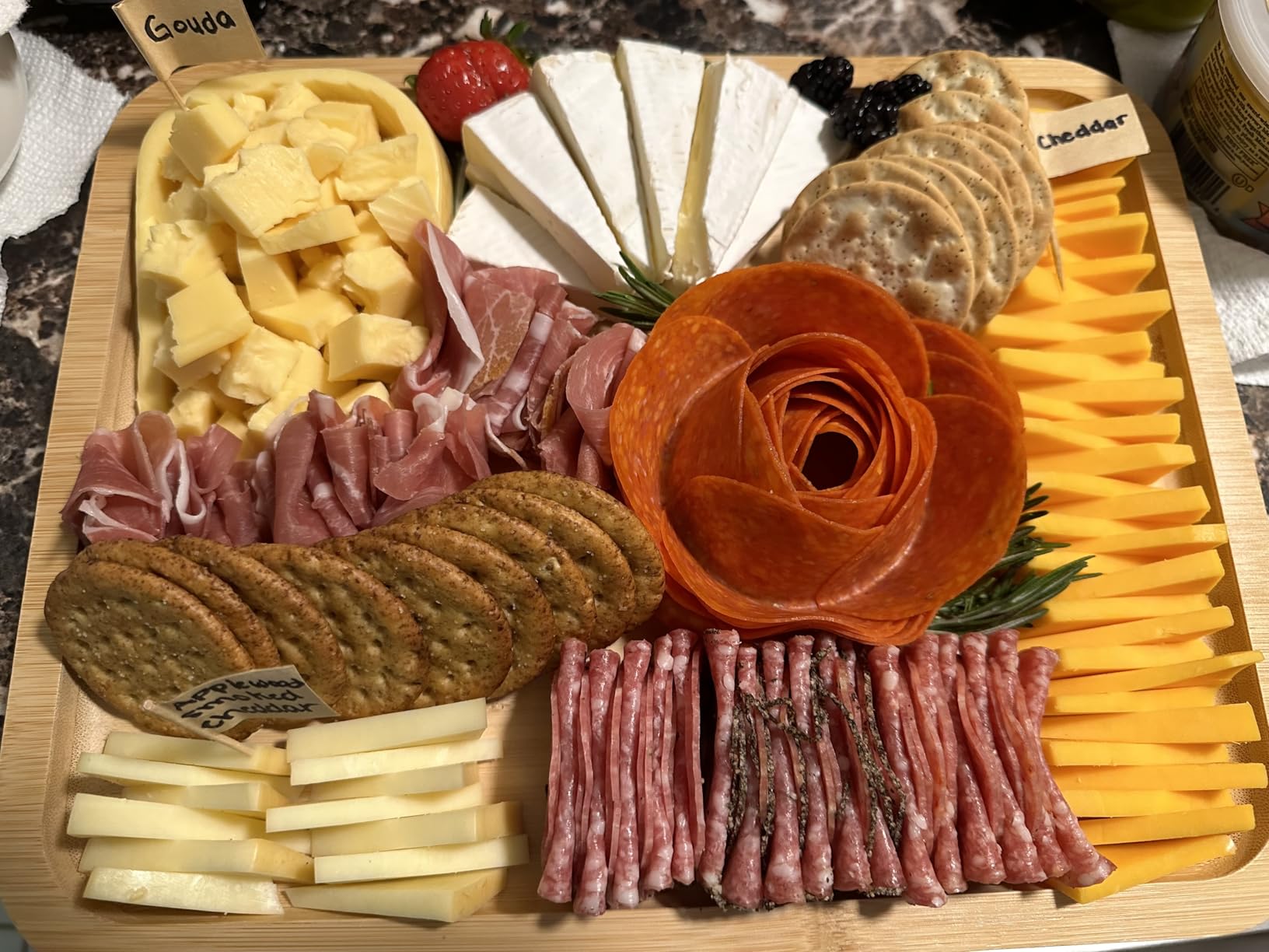 Farberware Build-A-Board Bamboo Cutting Board with Single Storage Compartment, Clear Locking Lid, Black Handles, Perfect for Charcuterie & Snacks customer photo 1