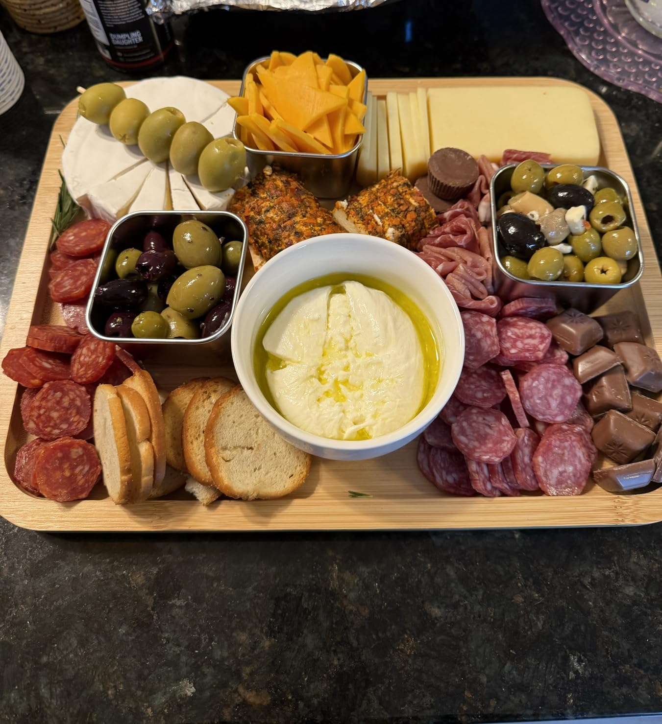 Farberware Build-A-Board Bamboo Cutting Board with Single Storage Compartment, Clear Locking Lid, Black Handles, Perfect for Charcuterie & Snacks customer photo 2