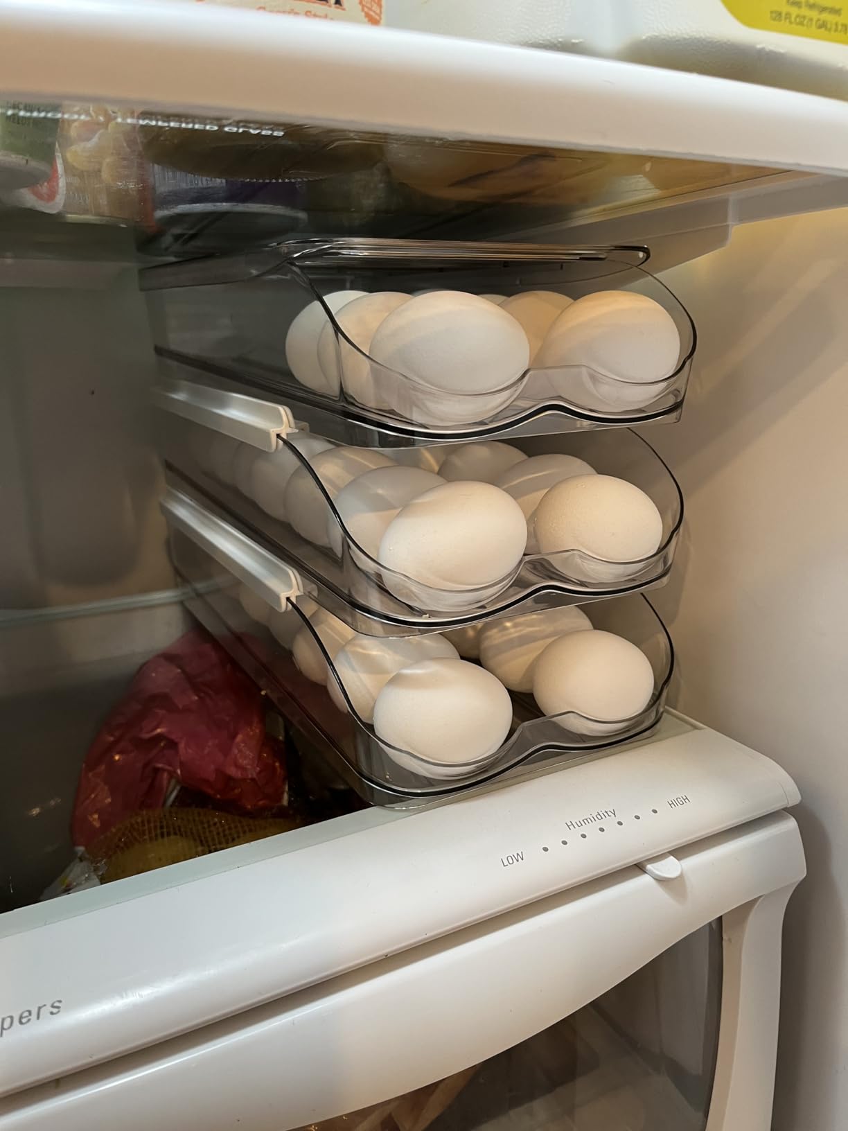 Egg Holder for Fridge, Automatic Rolling Egg Organizer for Refrigerator, Clear Plastic Egg Container & Tray, Stackable Dispenser and Storage Bin with Sturdy Lid to Saving Space -2 Layer customer photo 1