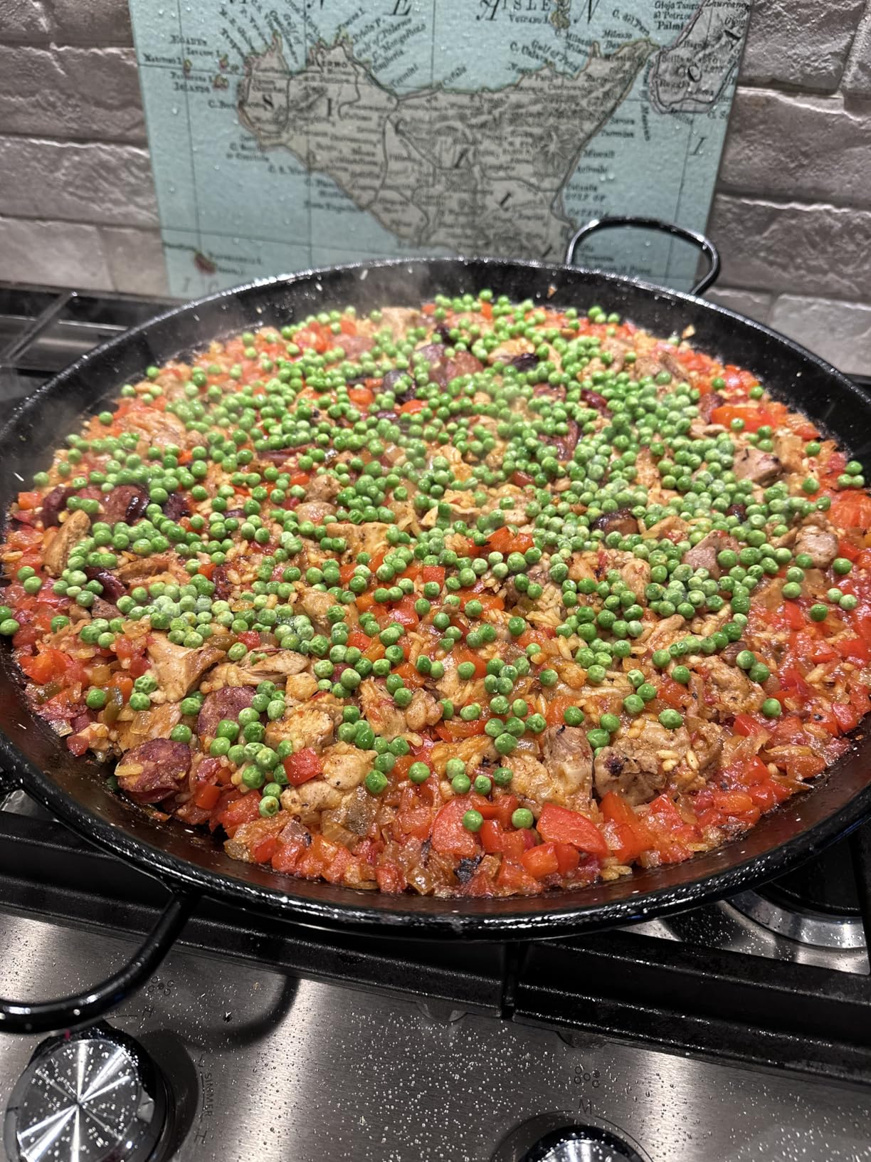 Paella Pan - Enamelled, No-Rust Steel Skillet for Propane & Gas Burners - Easy-to-Clean Pan for Indoor & Outdoor Cooking - Cacerola Paellera Sarten - 17 Inch, for 10 Servings customer photo 1