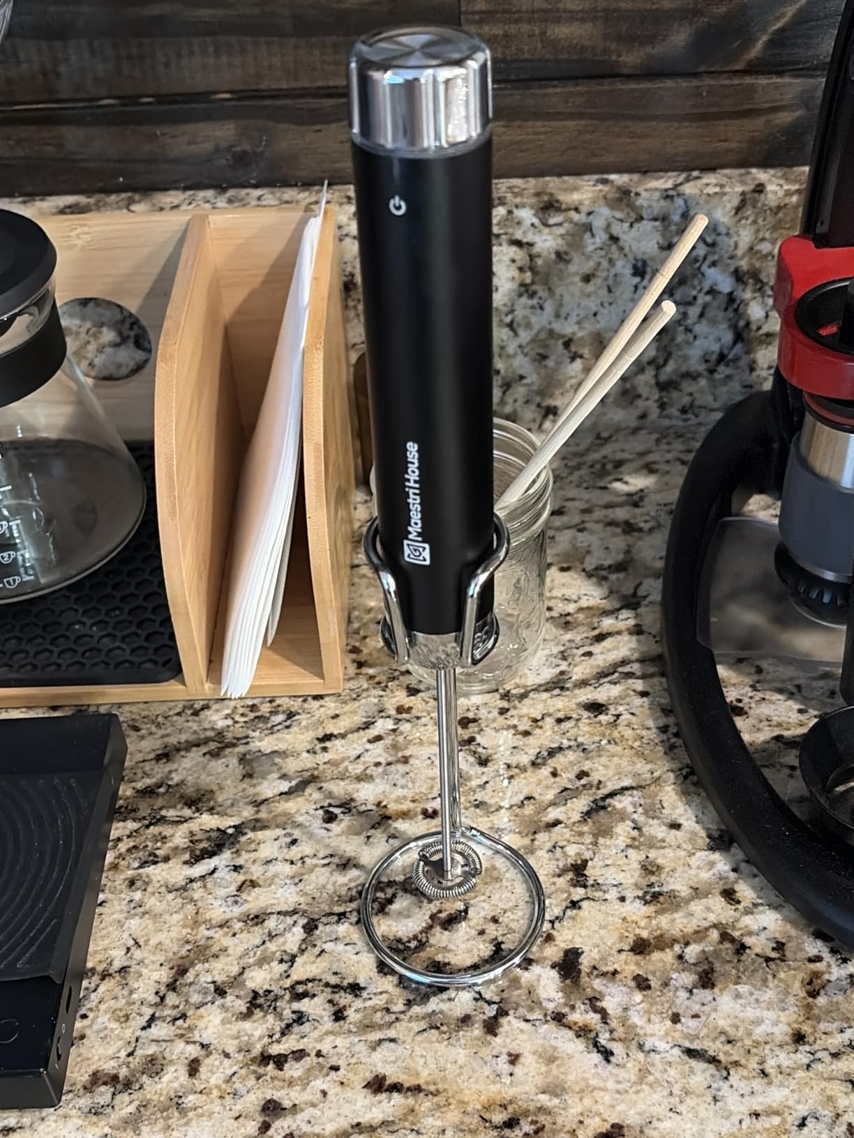 Maestri House Rechargeable Milk Frother with Stepless Speed Control, LunaFro Max Handheld Electric Foam Maker Waterproof Drink Mixer Foamer with Stand & Detachable Whisks for Lattes, Cappuccino customer photo 1