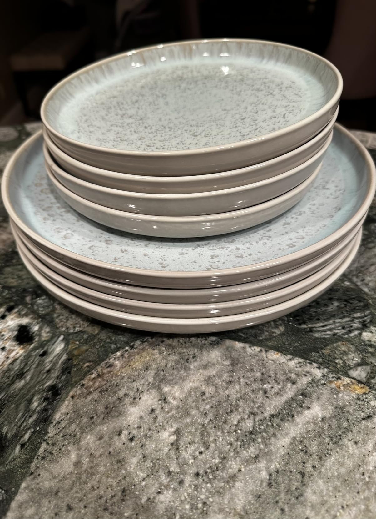 Stoneware dinnerware set 8 persons 24 pcs - Mediterranean dinnerware set, dishwasher, microwave and scratch resistant - bowl and plate set - dinnerware Pure Living Light Beige customer photo 2