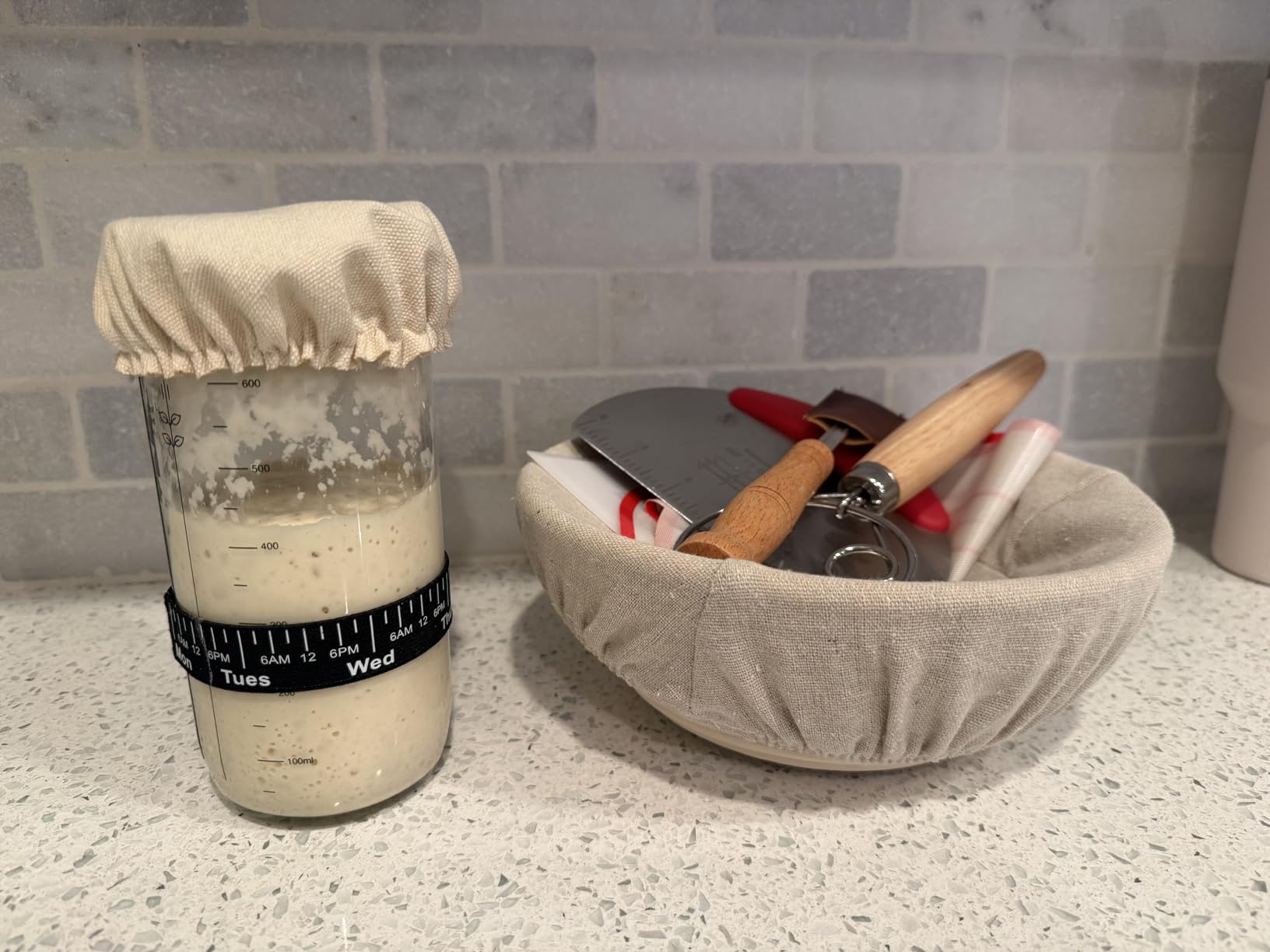 Complete Sourdough Starter Kit, Sourdough Bread Baking Supplies, Banneton Bread Proofing Basket with Sourdough Starter Jar, 9inch Round Bread Proofing Basket, for Bread Baking customer photo 1