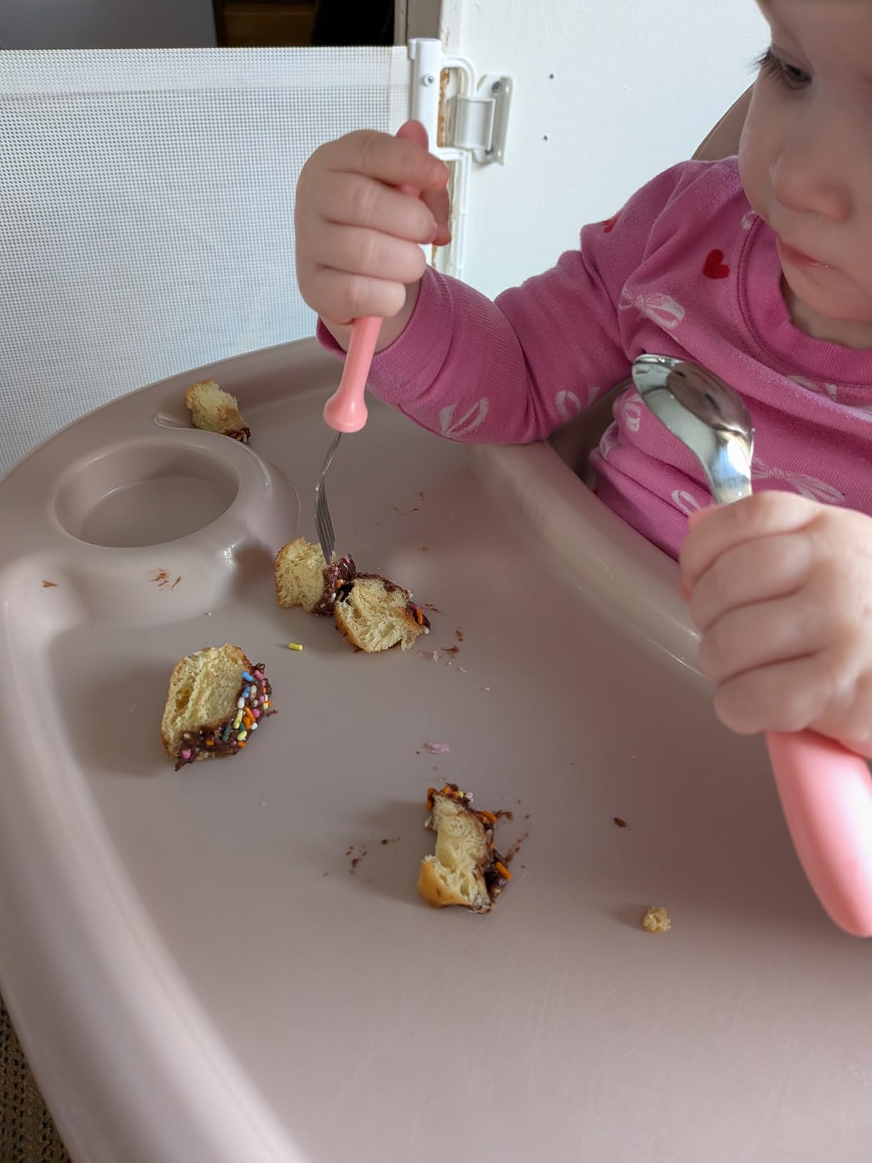 Pimoys 6 Pieces Toddler Utensils Forks and Spoons,Kids Silverware Set with Plastic Handle Stainless Steel Toddler Silverware,Dishwasher Safe customer photo 2
