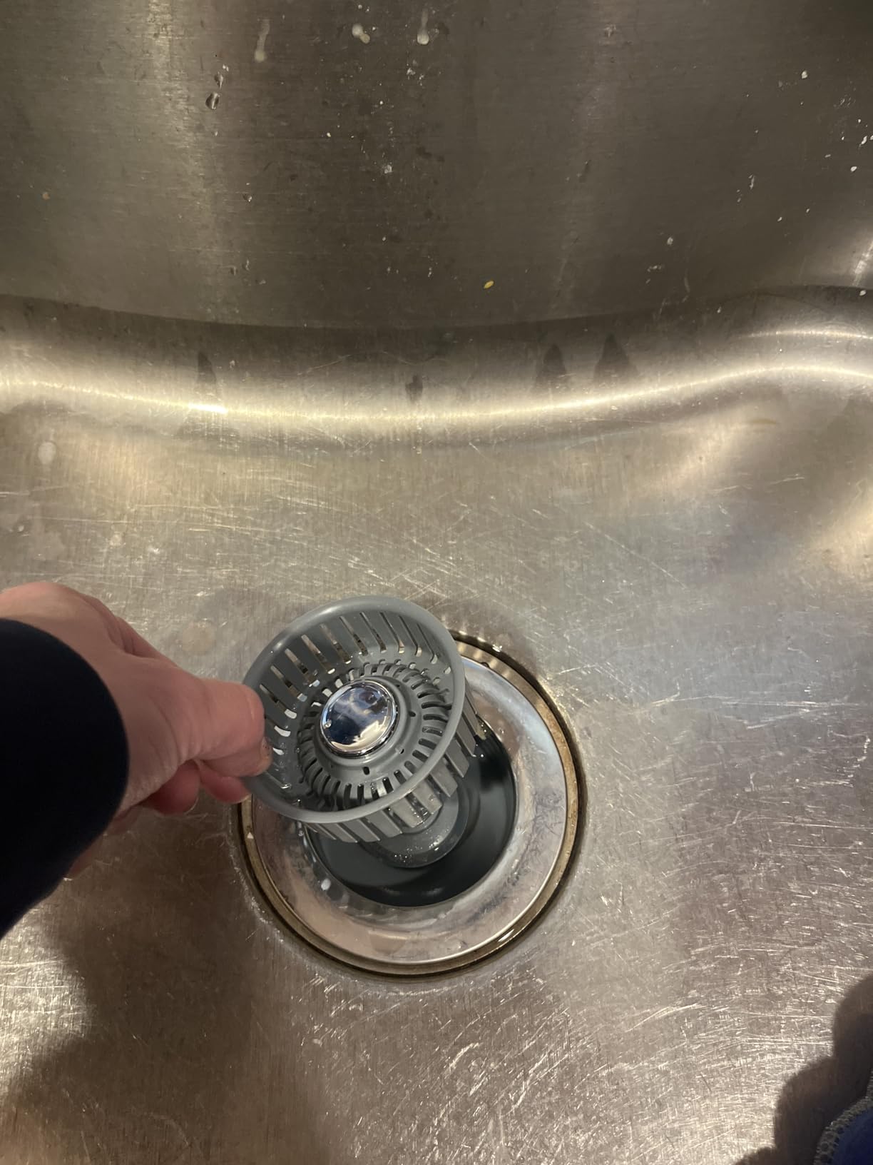 Sink Drain Strainer - Sink Stopper Kitchen Drain, 3 in 1 Kitchen Sink Drain Strainer with Anti-Clogging Basket, Kitchen Gadgets Clearance Sink Accessories, Fit US Standard 3-1/2'' Sink Hole, Silver customer photo 1