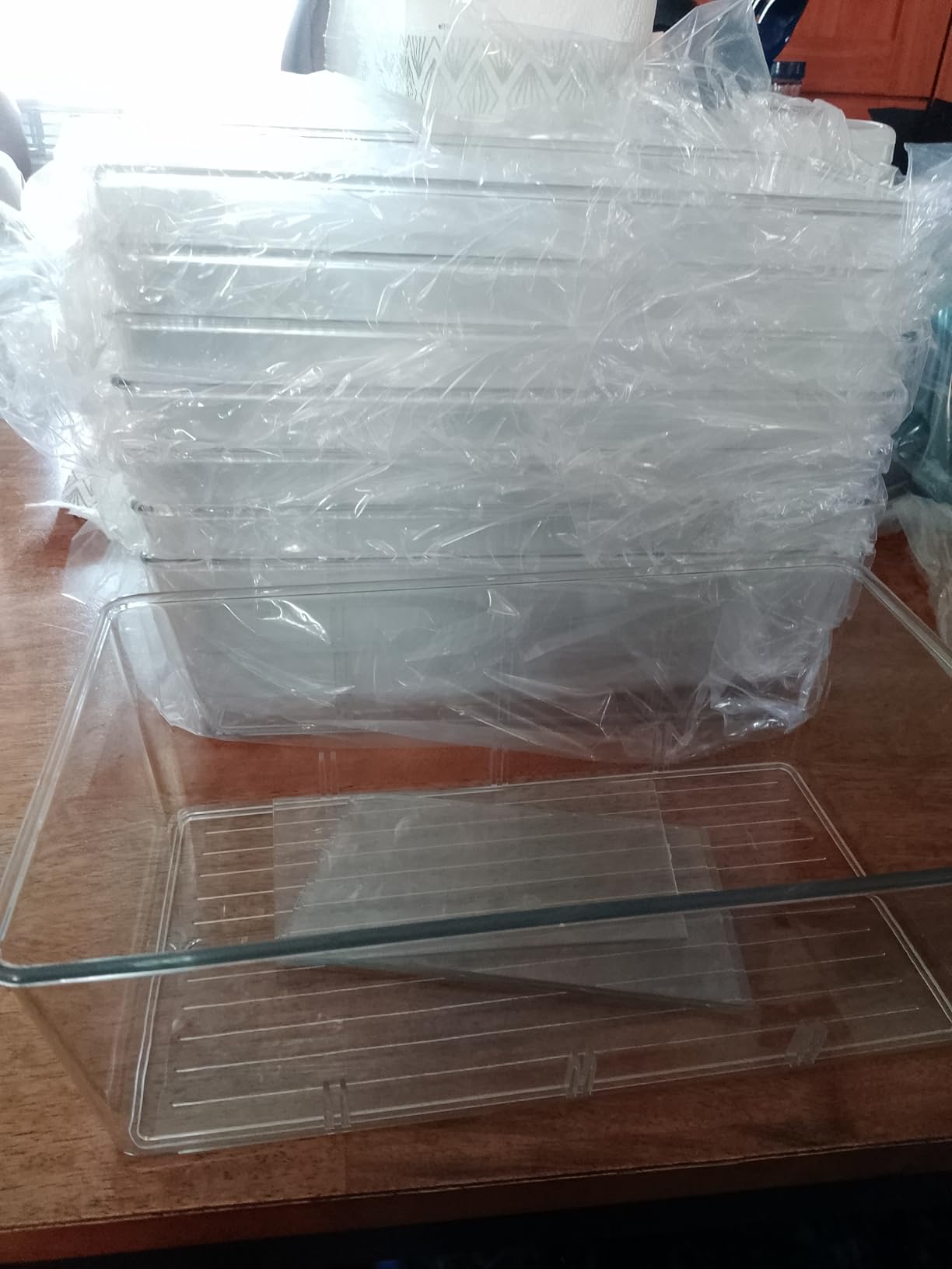 Oizeir Clear Pantry Organizer Bins 8-Pack - Fridge Organizer with 3 Removable Dividers, Ideal for Kitchen, Pantry, Refrigerator, Freezer, and Snack Storage customer photo 1