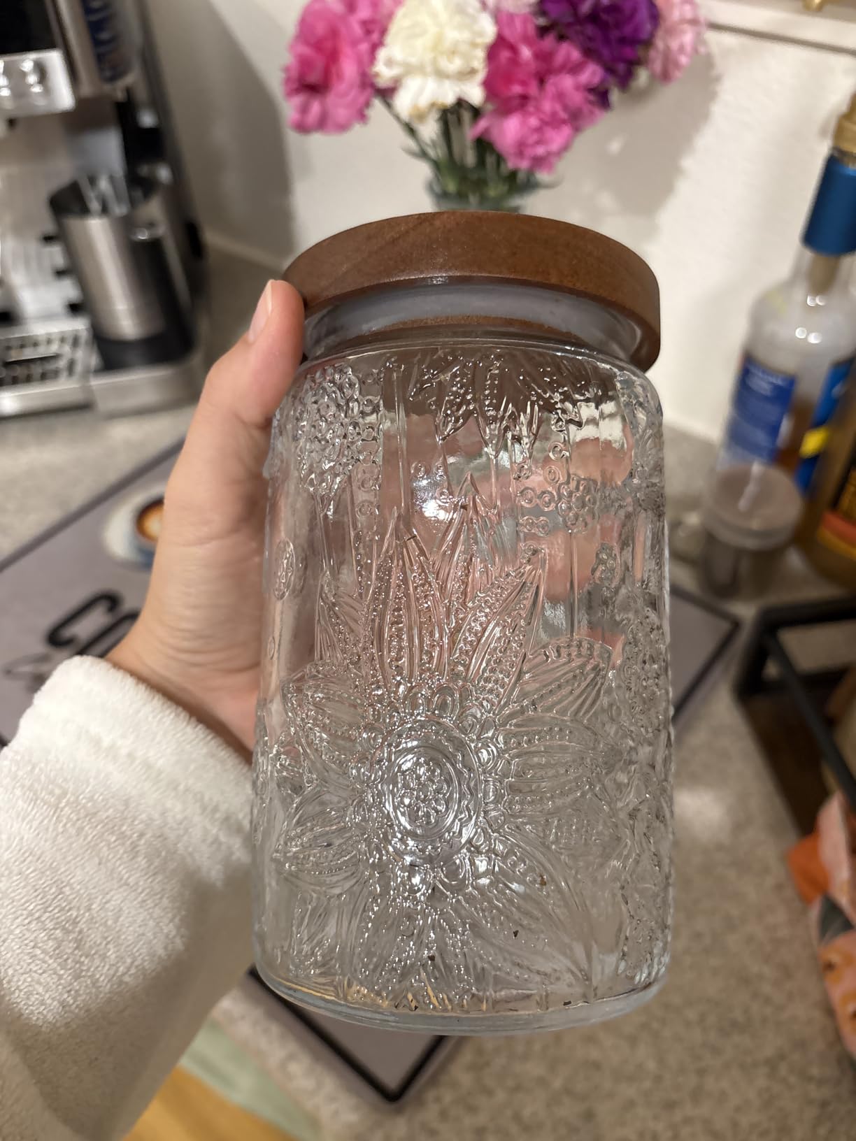 32oz Vintage Glass Jars With Lids, Airtight Food Storage Containers, Kitchen Canisters For Sugar, Coffee, Tea, Spice, Flour, Candy Cookie, Pasta, Cereal, Cute Decorative Jars customer photo 1