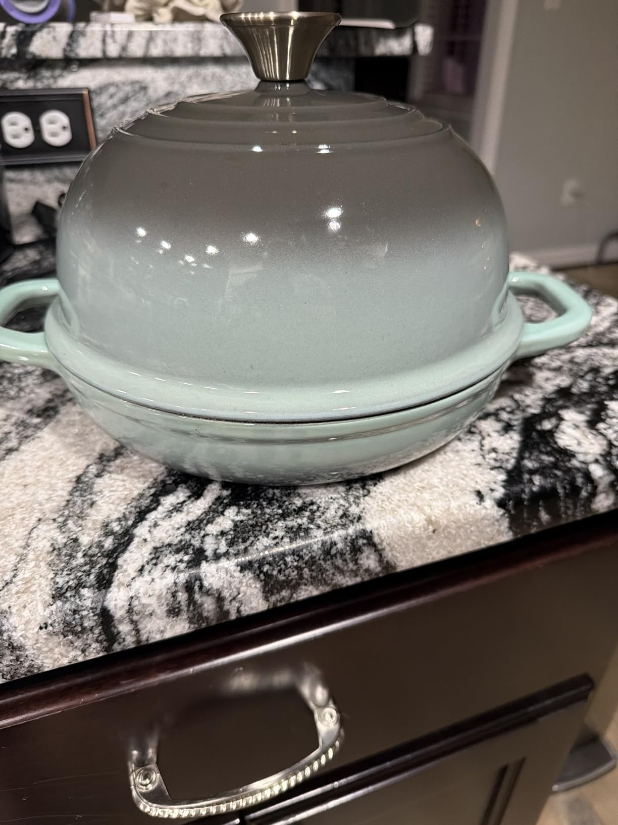 Dutch Oven for Bread Baking, Enameled Cast Iron Dutch Oven Pot with Lid, Bread Oven for Sourdough Bread Baking, Cast Iron Bread Pan, 5 qt Cyan customer photo 2