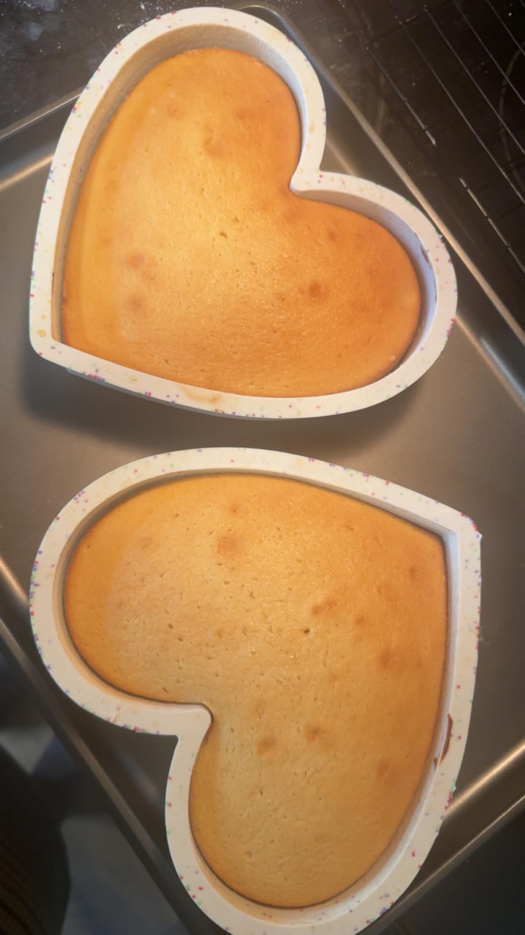 Silicone Heart Shaped Cake Pans 10 Inch Large Heart Cake Pan Nonstick Silicone Heart Molds for Baking (2 Pcs Set, Cream) customer photo 2