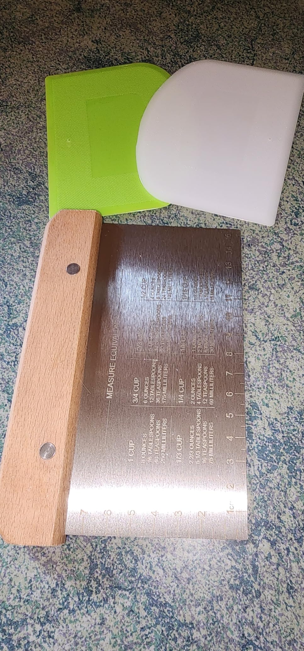 Dough Scraper & Bench Scraper Kitchen - Stainless Steel Sourdough Tools - Dough Cutter for Sourdough Bread, Pizza, and Flat Top Griddles - Chef Approved customer photo 1