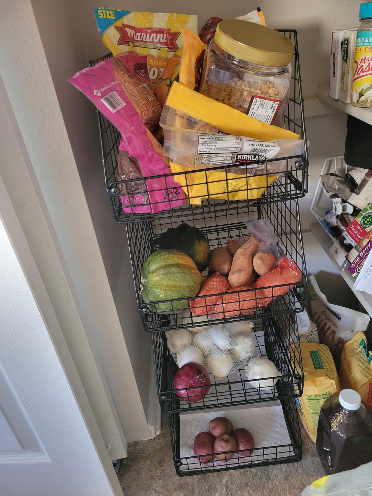 4 Pack XXL Stackable Wire Storage Basket, Extra Large Capacity Pantry Organizer and Storage, Multi-Purpose for Fruit Vegetable Basket & Toy Bin & Snack Organizer customer photo 2