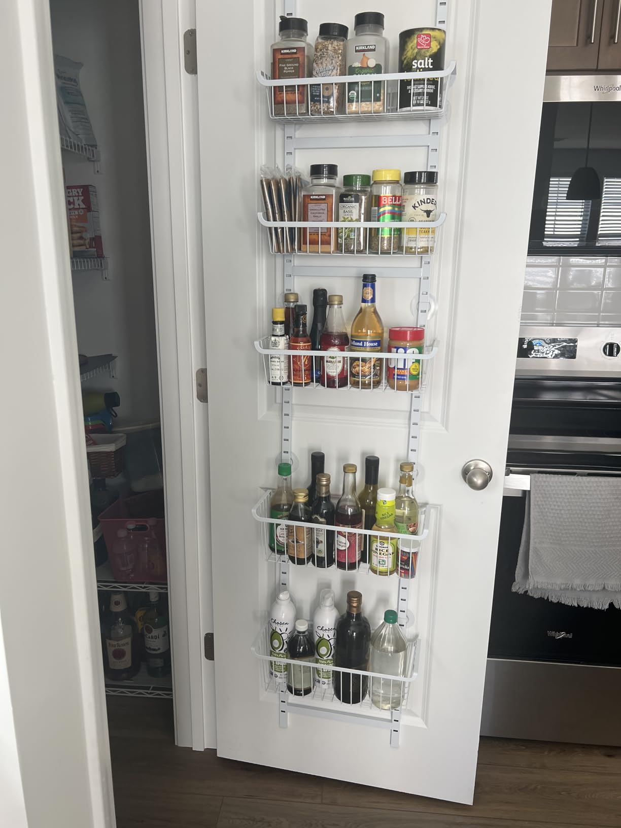 Over The Door Pantry Organizer, 8-Tier Over The Door Organizer with Adjustable Baskets, Metal Hanging Spice Rack for Pantry Organizers and Storage, Suitable for Kitchen Laundry Room & Bathroom, White customer photo 2
