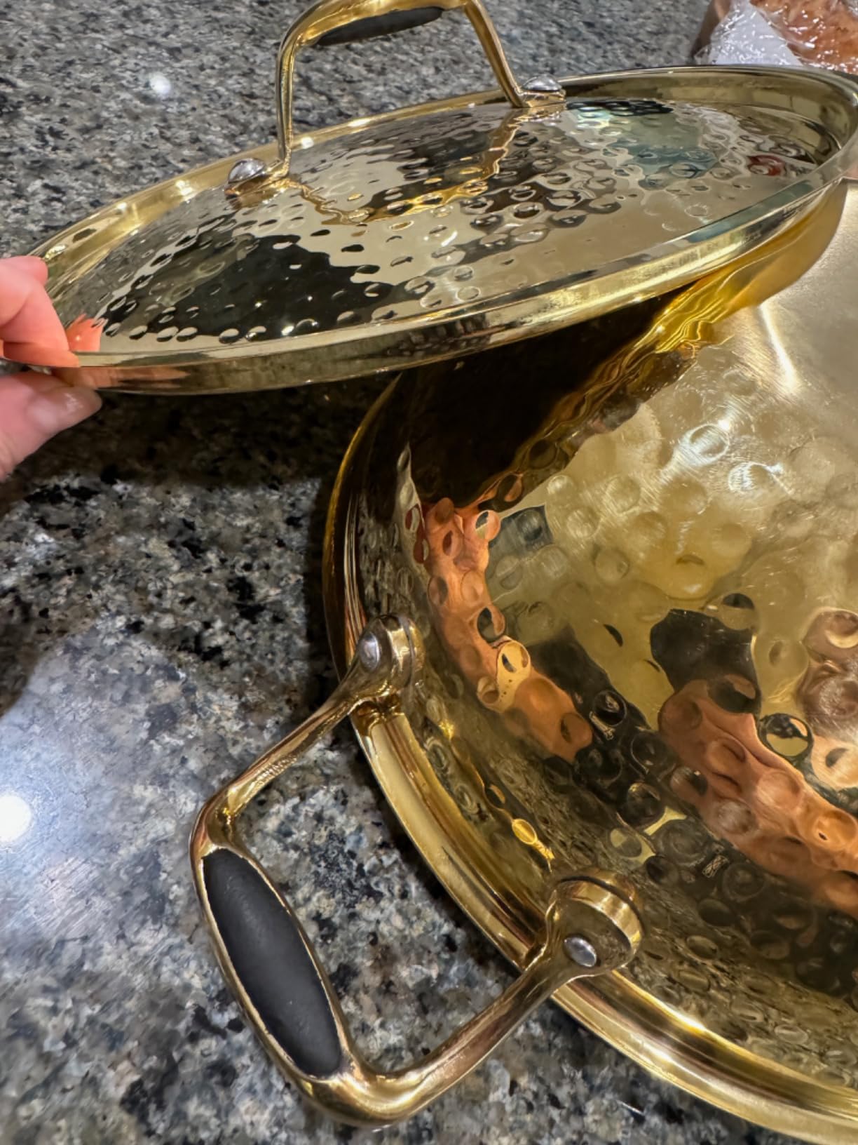 SWADESHI BLESSINGS Exclusive Range Brass Kadai/Wok Pan for Cooking with Lid/Teflon-Free/Naturally Non-Stick Brass Utensils with Tin Coating (2 Litres) customer photo 2