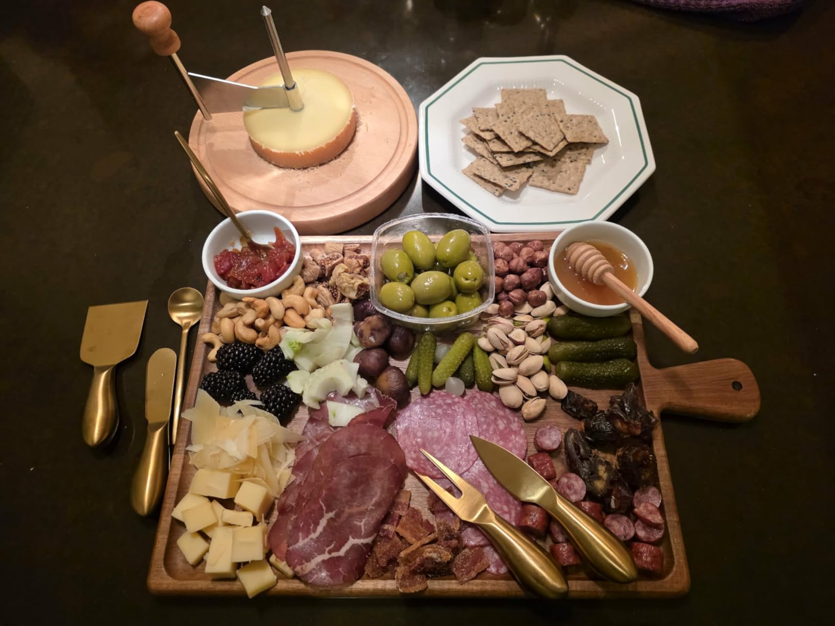 Charcuterie Board Set - Round Acacia Cheese Board Serving Tray with Accessories - House Warming Gifts for New Home customer photo 2