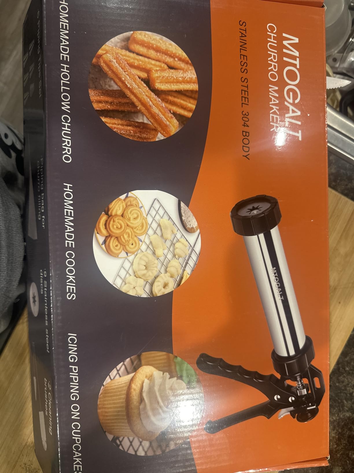 Churro Maker Machine, 21-Piece Stainless Steel Churro Gun Kit, Churros Maker Gun, Cookie Press Set, Hollow Churro, Spritz Cookie Press Gun with Piping Bag, Filler, 6 Tips, 9 Discs, 2 Brushes customer photo 2