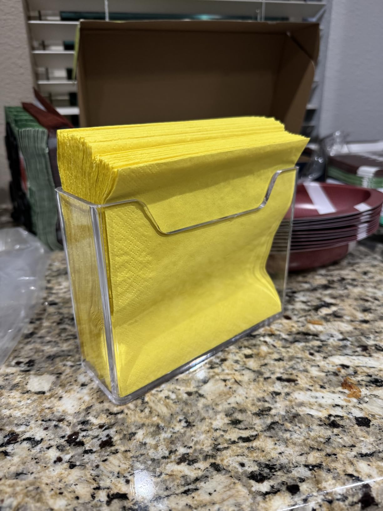 Acrylic Napkin Holder for Table, Clear Plastic Vertical Napkins Holders, Modern Square Paper Napkin Holders for Kitchen, Dinner Table Guest Napkin Holder for Home, Hotel, Restaurant, Bar customer photo 1