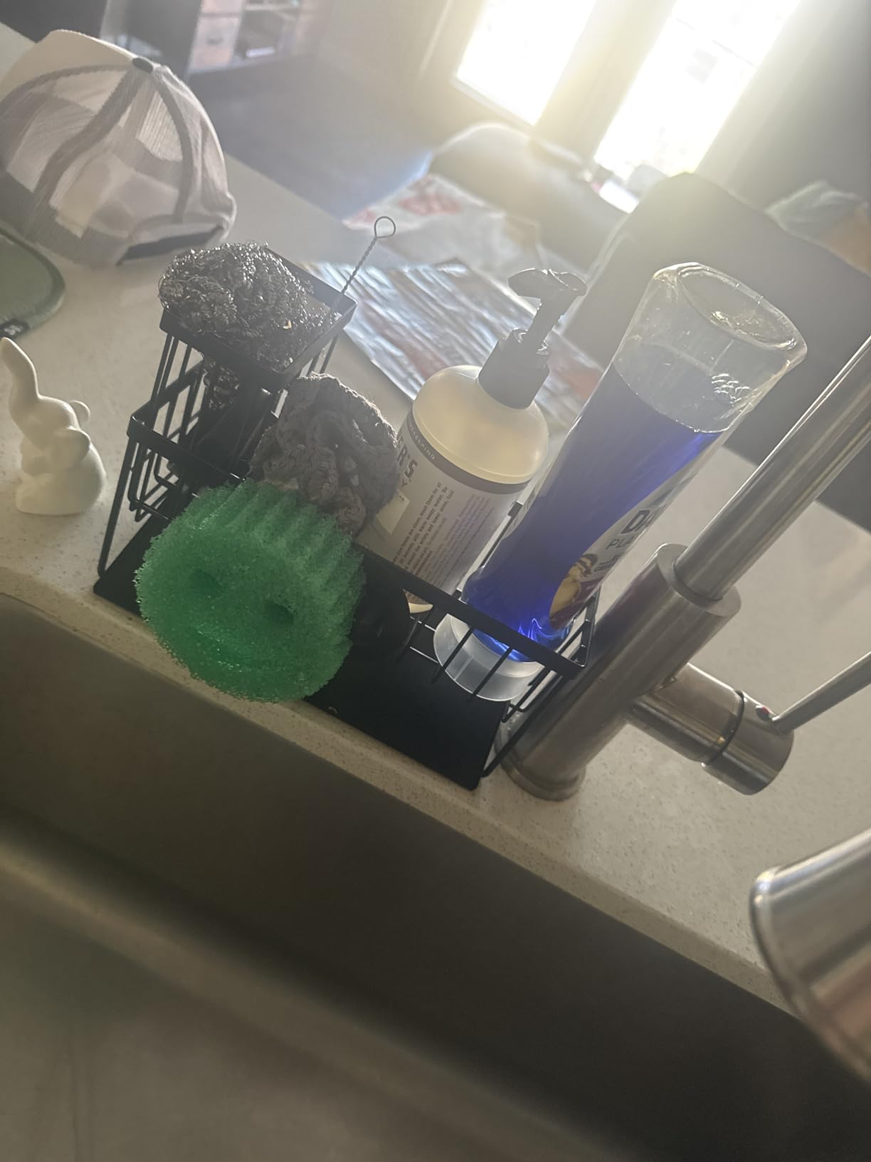 Sponge Holder for Kitchen Sink, Smiley Face Sink Caddy with Removable Brush Holder, Self-Draining Sponge Caddy customer photo 2