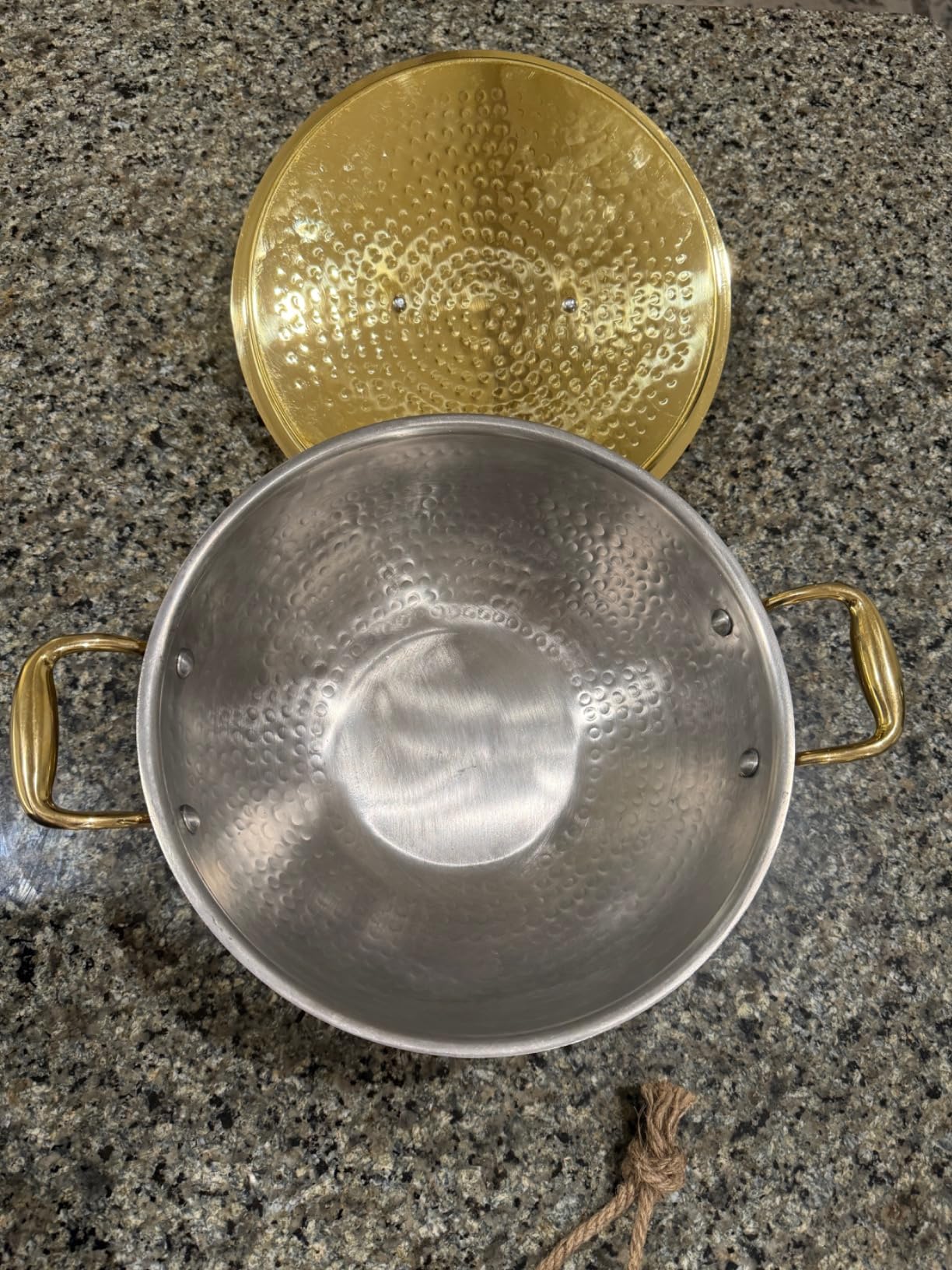 SWADESHI BLESSINGS Exclusive Range Brass Kadai/Wok Pan for Cooking with Lid/Teflon-Free/Naturally Non-Stick Brass Utensils with Tin Coating (3 Litres) customer photo 1