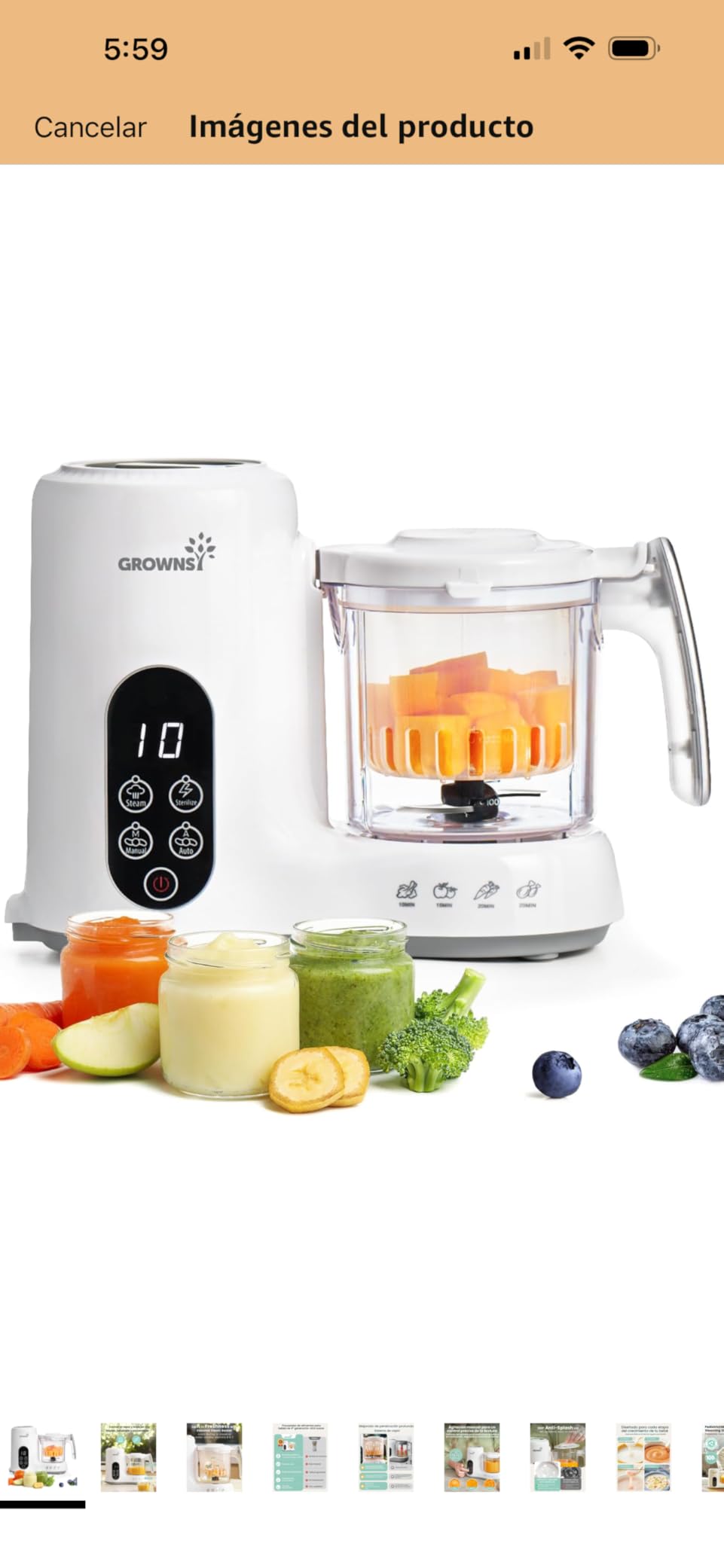 Grownsy Baby Food Maker with Steam Basket, One Step Baby Food Processor Steamer Puree Blender Grinder Mills Machine, Auto Cooking Grinding and Sterili-zing for Healthy Homemade Baby Food, BPA-Free customer photo 2