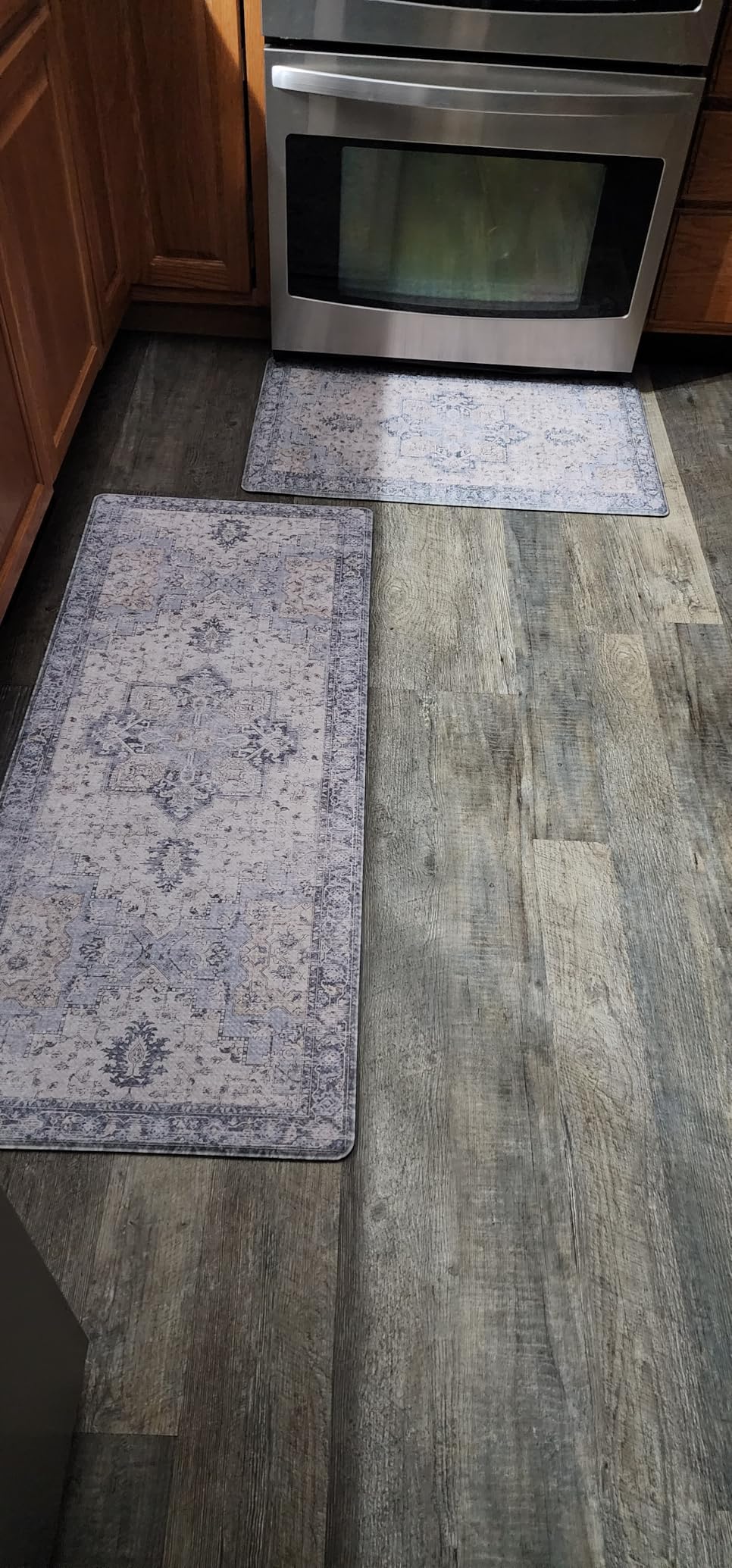 GENIMO Kitchen Mats for Floor 2PCs, Washable Anti Fatigue Mat for Cushioned, 17.3''x47''+17.3''x30'', Waterproof Kitchen Rugs, Non Slip Comfort Standing Mat Rug for Home, Sink, Laundry, LightTaupeBrown customer photo 2