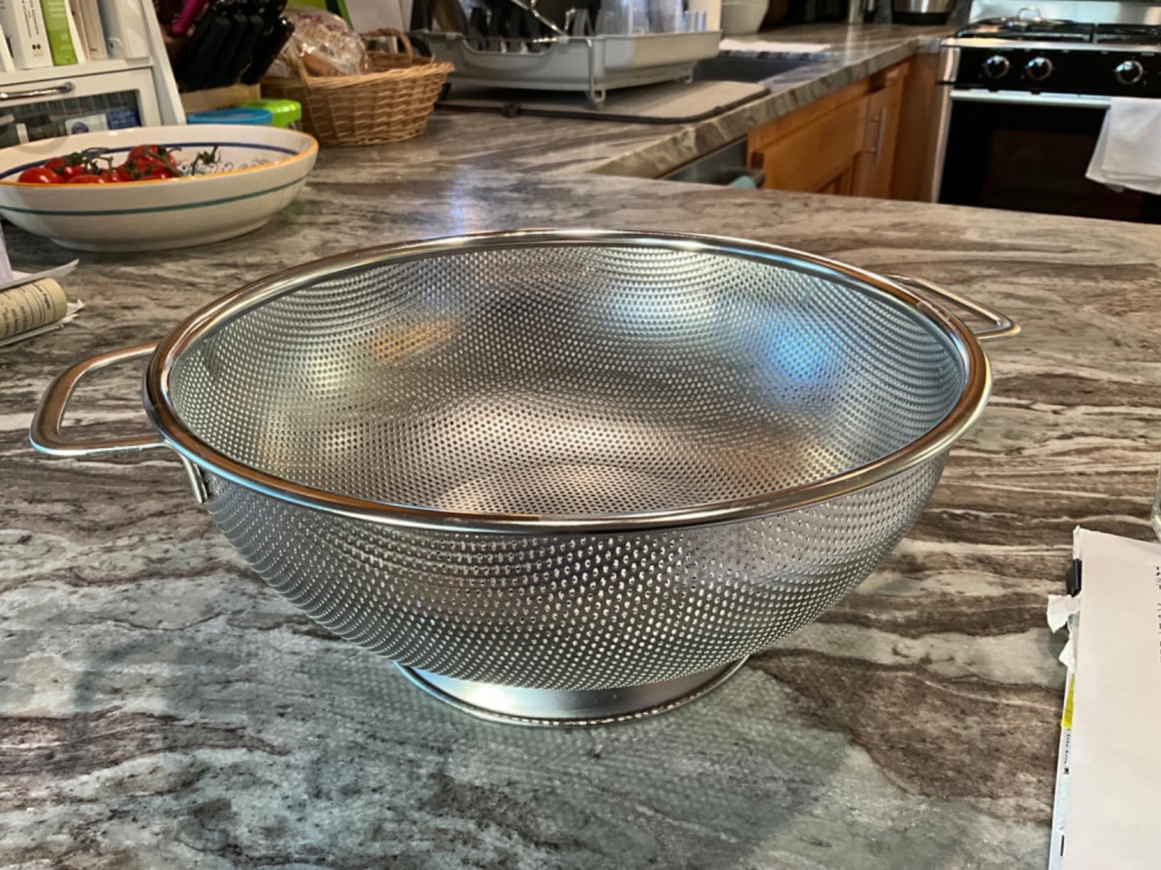 PriorityChef Premium Stainless Steel Colander for Kitchen, Durable Rice and Pasta Strainer with Handle, Rust-Resistant & Dishwasher Safe, 3 Qt customer photo 2