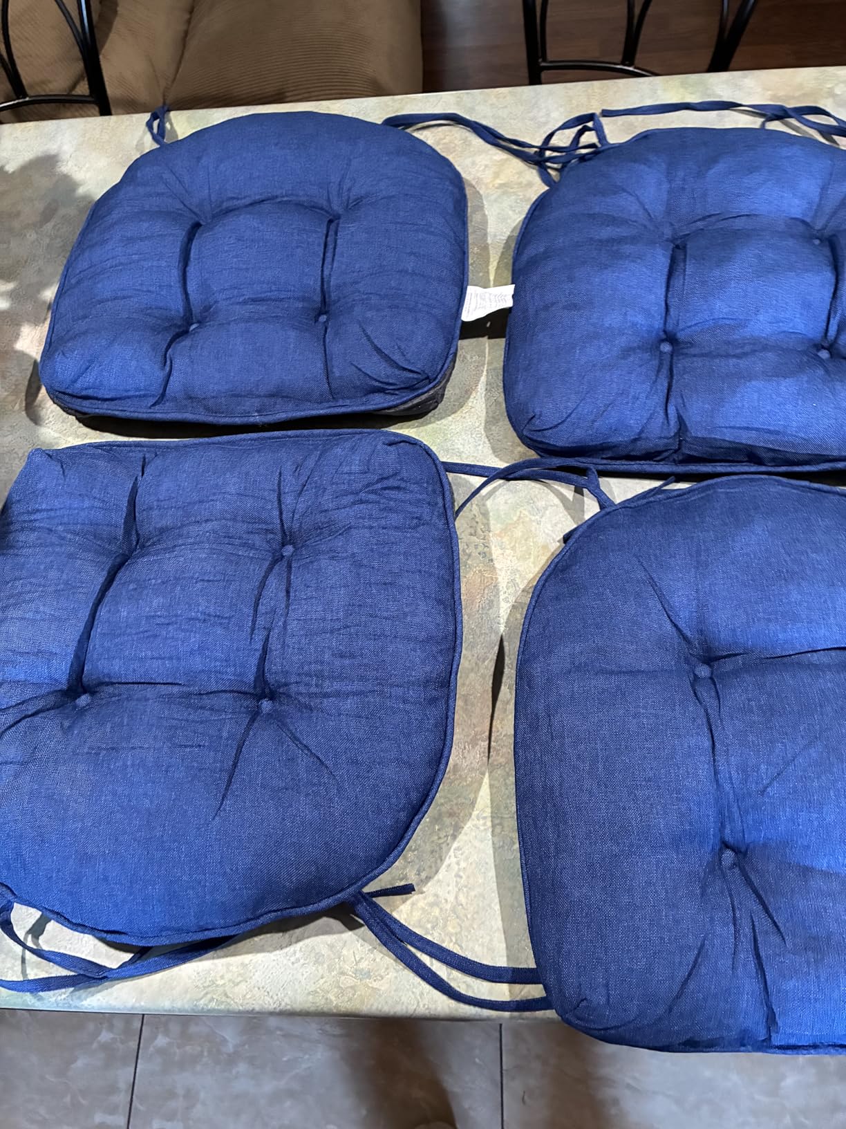 Chair Cushions for Dining Chairs, Seat Cushions for Kitchen Chairs, Indoor Seat Cushions with Ties, Tufted Foam Chair Pads, Non Slip Chair Cushions Set of 4, 15.5