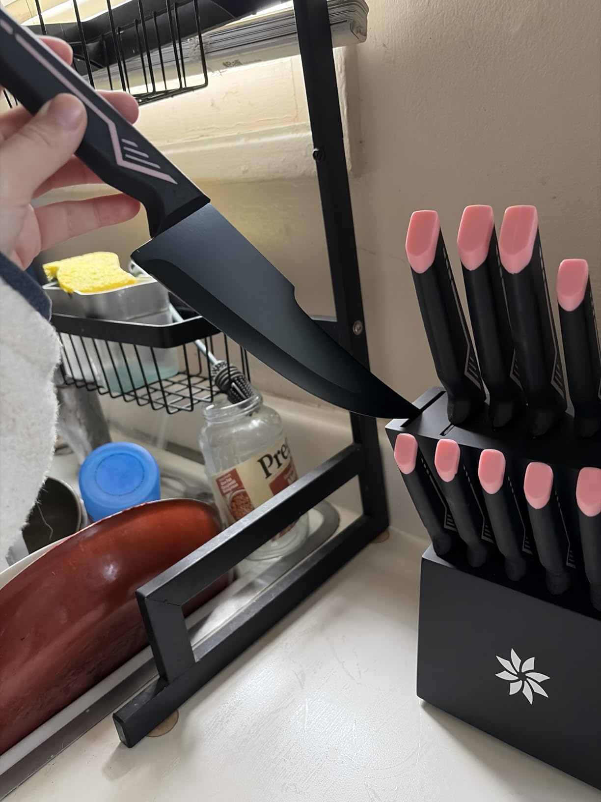 Knife Set - 15 PCS Kitchen Knife Set with Built-in Knife Sharpener Block - Stainless Steel Knife Block Set - Dishwasher Safe, Elegant Box for Men Women customer photo 1