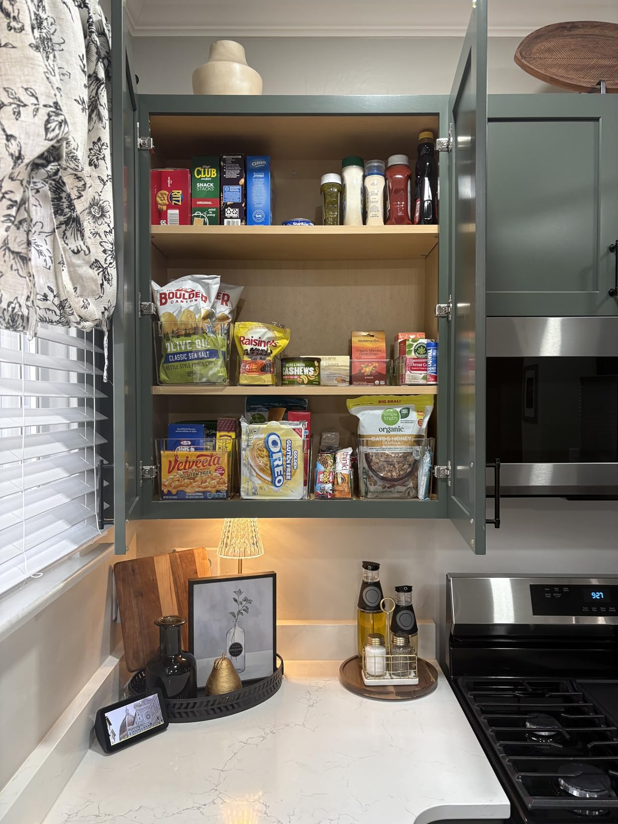 6 Pack Pantry Organizers and Storage,Clear Plastic Containers with 2 Dividers for Kitchen,Fridge Organization and Storage,Acrylic Bins for Pounches,Spice Packet,Snack organzier customer photo 1