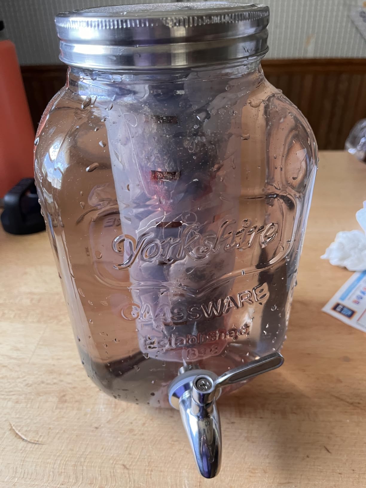 1 Gallon Glass Beverage Dispenser with Lid, Stainless Steel Spigot, Glass Drink Dispensers for Parties, Lemonade Dispenser With Ice Cylinder for Weddings, Party,Sun Tea Jar, Water Juice Dispensers customer photo 1