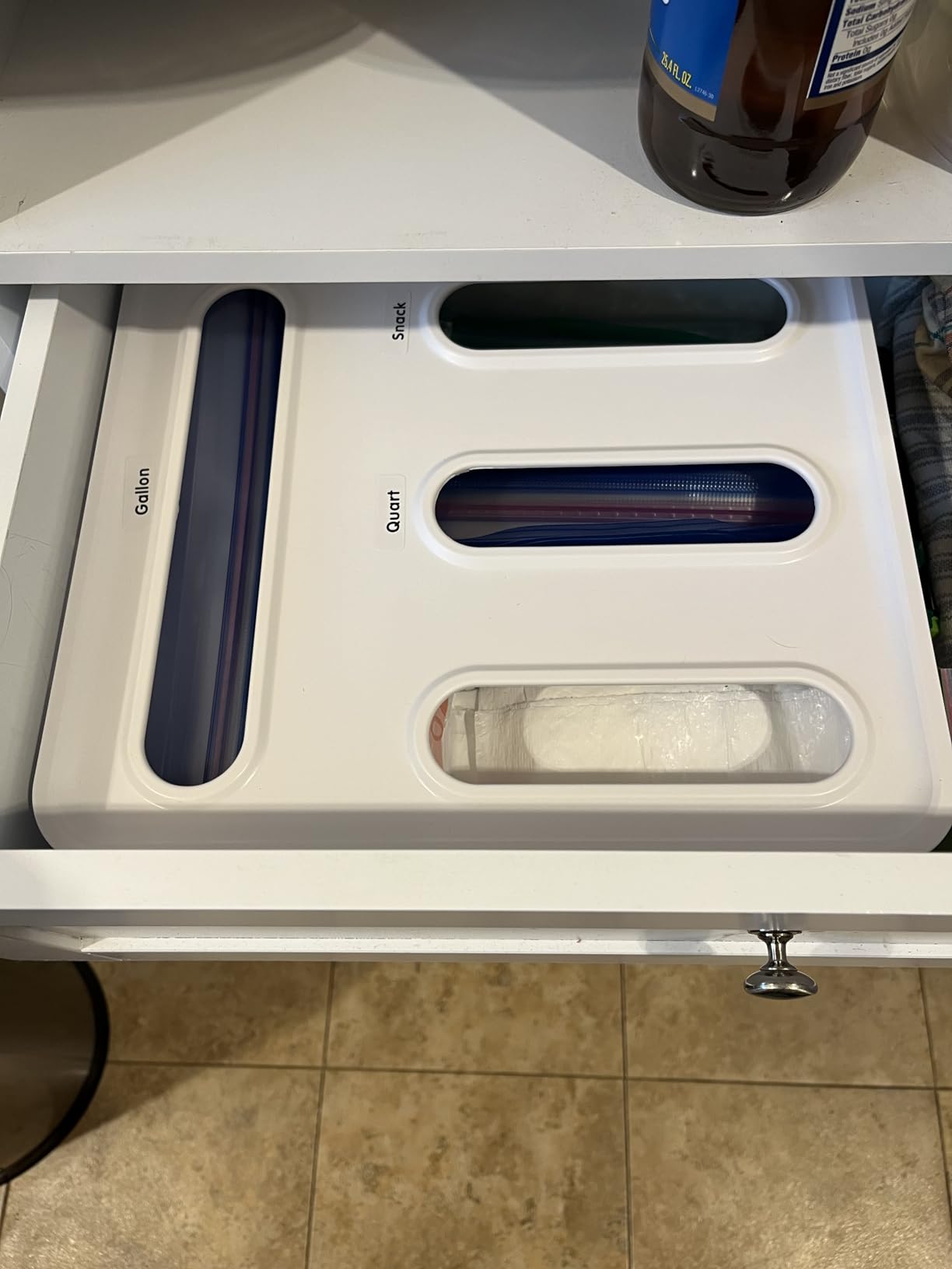 HIMUS Food Storage Bag Organizer - 4 in 1 Plastic Baggie Organizer for Drawer | Compatible with Sandwich, Snack, Gallon, Quart & Slider | Plastic Bag Organizers Kitchen Storage| Wall & Drawer Mount customer photo 2
