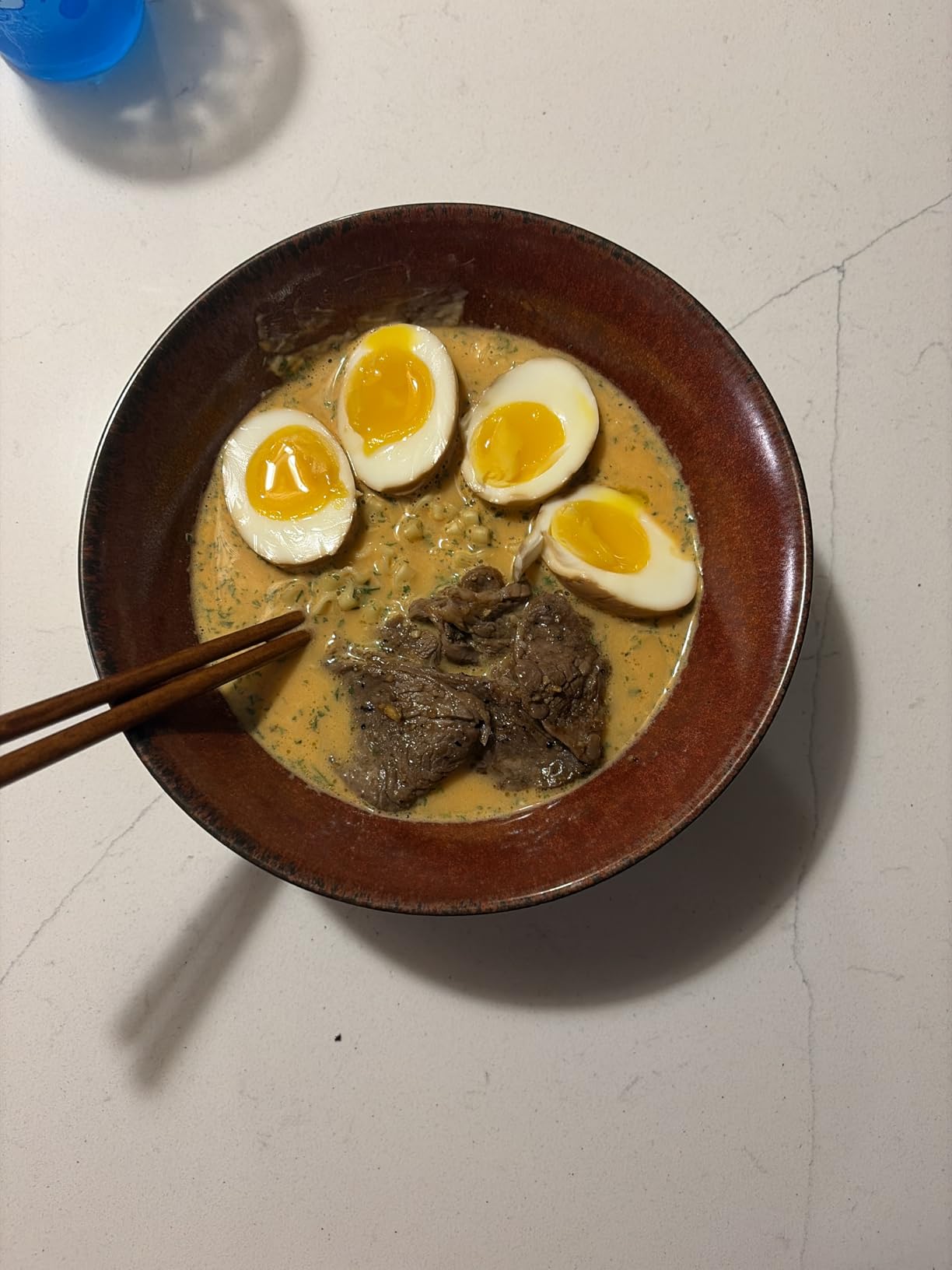 Ceramic Japanese Ramen Bowl Set, 2 Sets Asian Pho Udon Soup Noodle Bowls with Spoons and Chopsticks (Peacock Green, 8 inches) customer photo 2