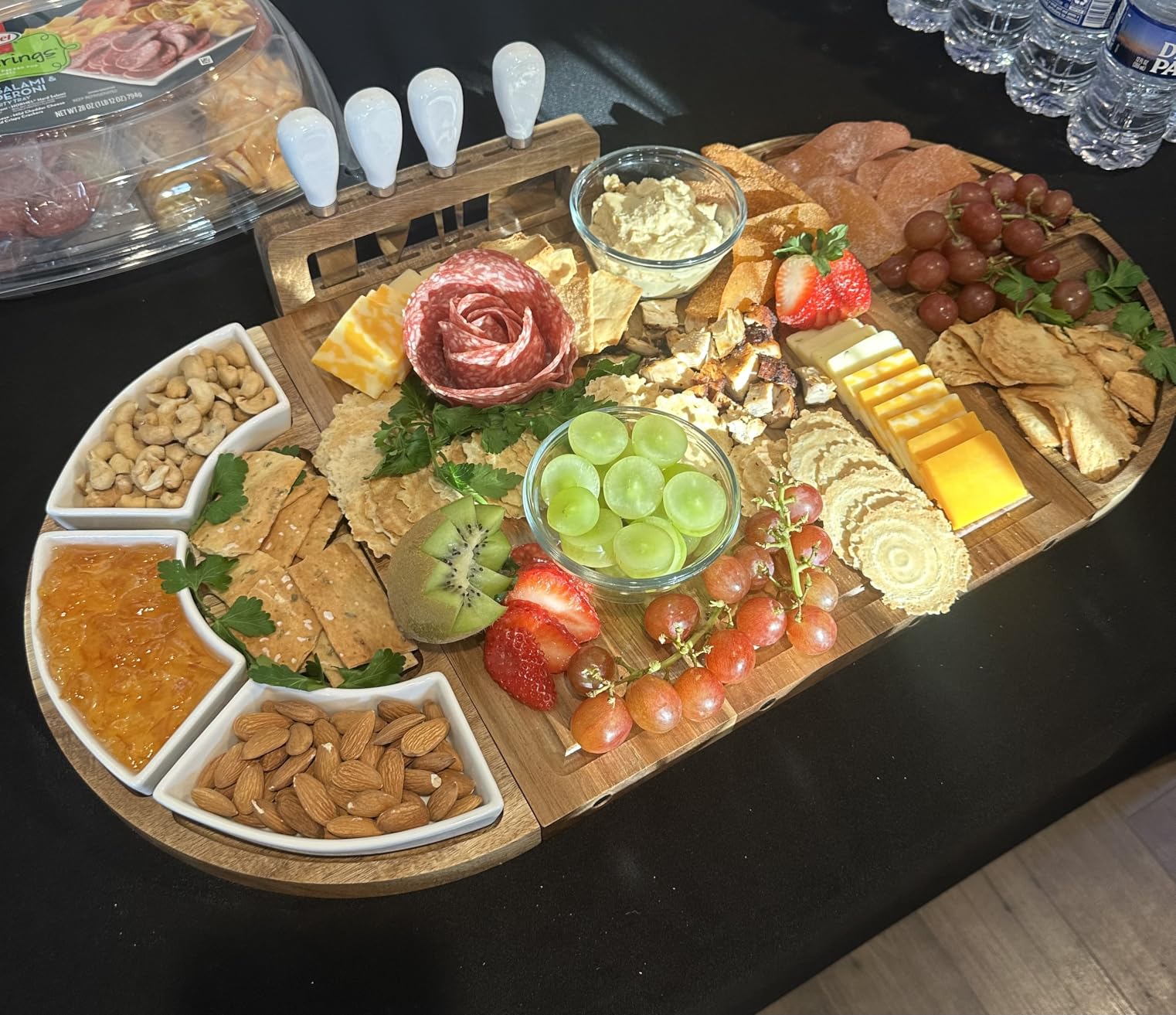 Large Wooden Charcuterie Board Set (Sealed Clear Finish) - 3-Piece Magnetic Long Serving Board Tray with Charcuterie Accessories customer photo 1