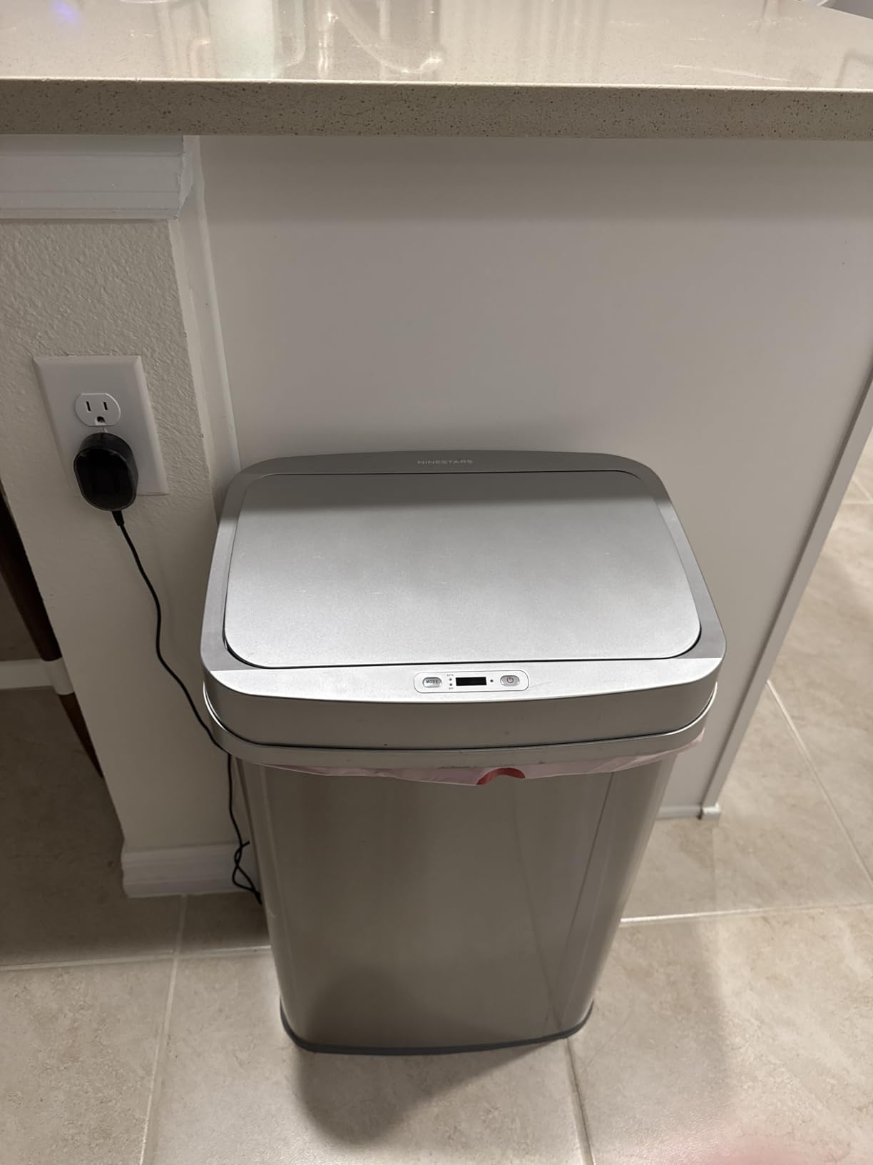 Ninestars 13 Gallon Odor Neutralizing Smart Trash Can, UV + Ozone Dual Purification, Odor Control Motion Sensor Garbage Bin, Universal Power Adapter, Nova Series customer photo 1