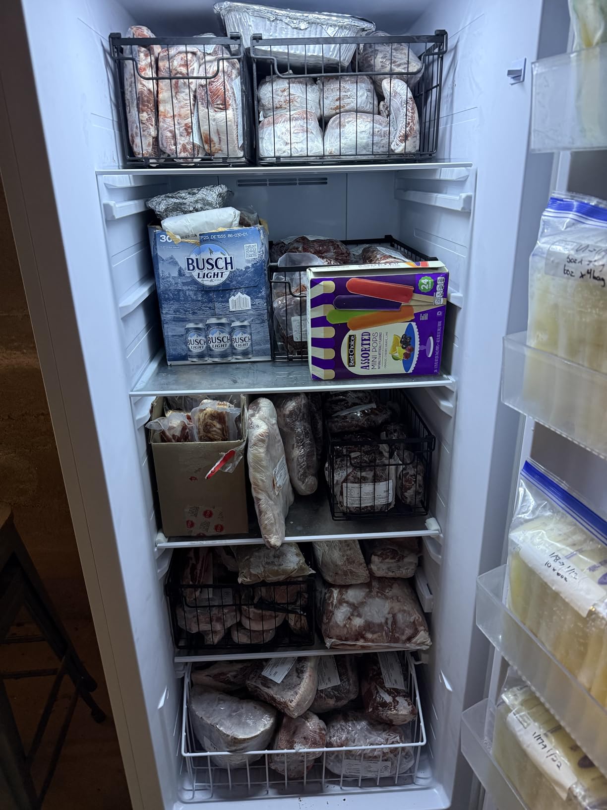 Freezer Organizer Bins, 4 Pack Stackable Deep Chest Freezer Organizer Bins, Foldable Baskets with Handles, Black Storage Container Baskets for 5/7 Cu.FT Deep Freezer Sort Frozen Meats customer photo 2
