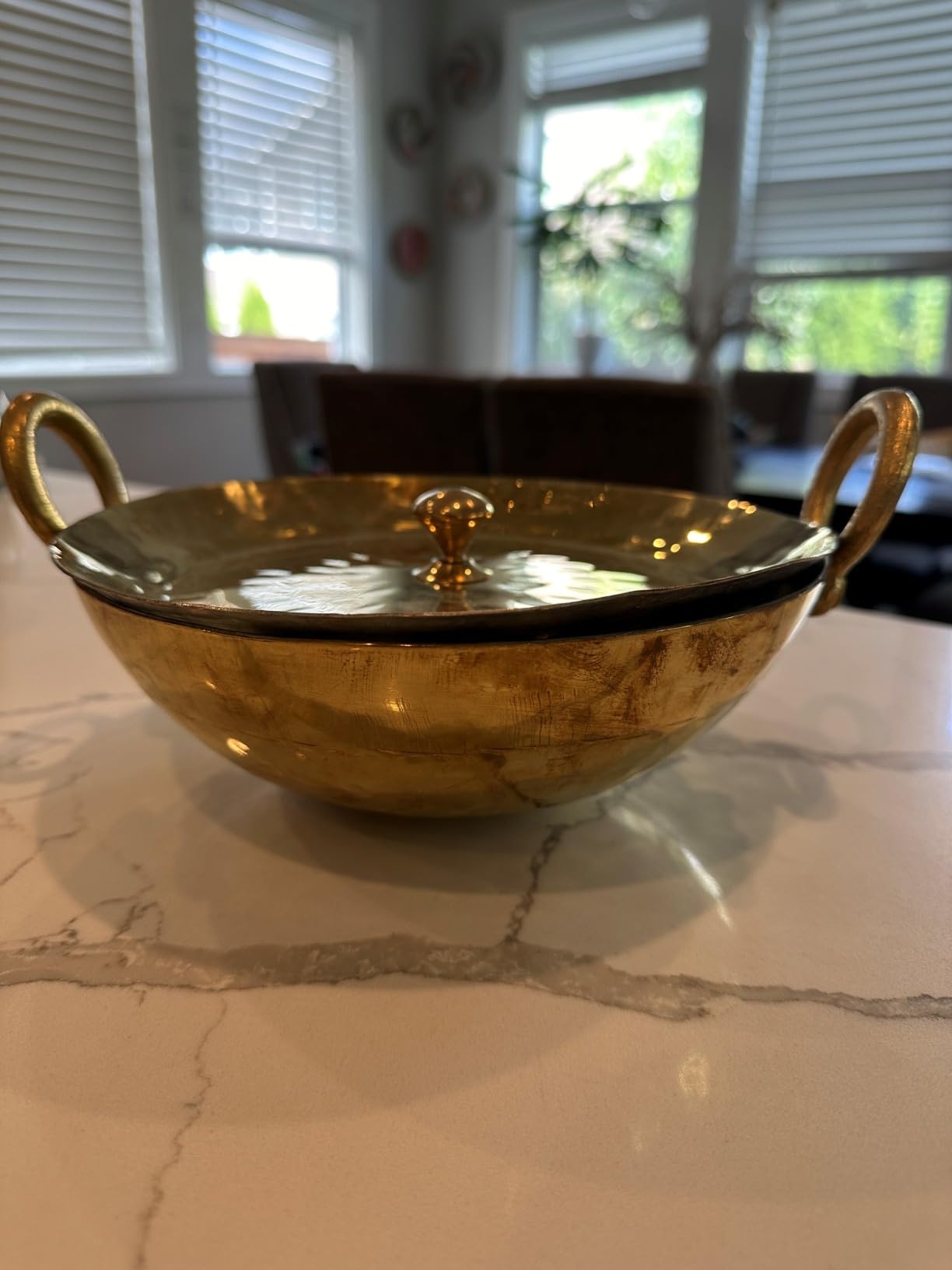 P-TAL Brass Kadhai 3L with Insulated Heat-Resistant Handle and Glass Lid | 100% Pure Brass Tin Coated Kadai for Cooking | Non-Stick and Chemical-Free (Free 30ml Copper & Brass Cleaning Solution) customer photo 1