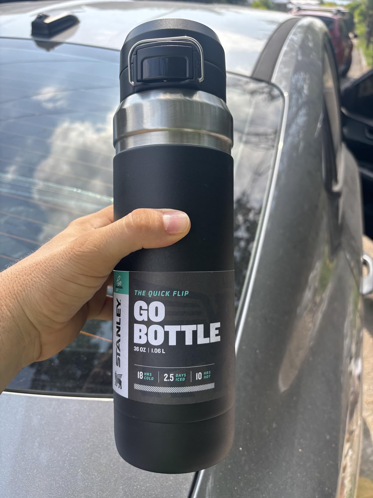 Stanley Quick Flip GO Water Bottle 36 oz | Push Button Lid | Leakproof and Packable for Travel and Sports | Insulated Stainless Steel | BPA-Free | Black customer photo 1