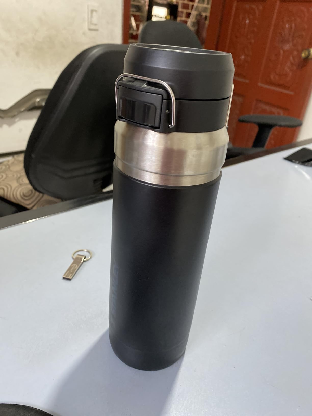 Stanley Quick Flip GO Water Bottle 36 oz | Push Button Lid | Leakproof and Packable for Travel and Sports | Insulated Stainless Steel | BPA-Free | Black customer photo 2