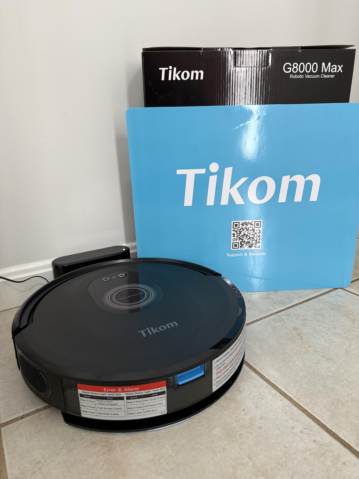 Tikom Robot Vacuum and Mop Combo, 5000Pa Robotic Vacuum Cleaner, 150 Min Max, App & Remote Control, Ideal for Hard Floor, Carpet, Pet Hair, Self-Charge(G8000 Max) customer photo 2