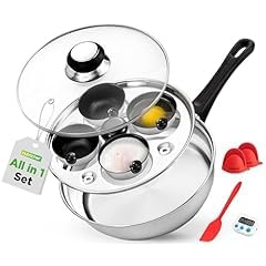 NutriChef Egg Poacher Pan Set - 7.87 Stainless Steel Poached Egg Cooker with 4 Non-Stick Poaching Cups, Glass Lid, Timer, Oven Mitt, and Spatula for Perfect Poached Eggs, Induction Compatible customer photo 1