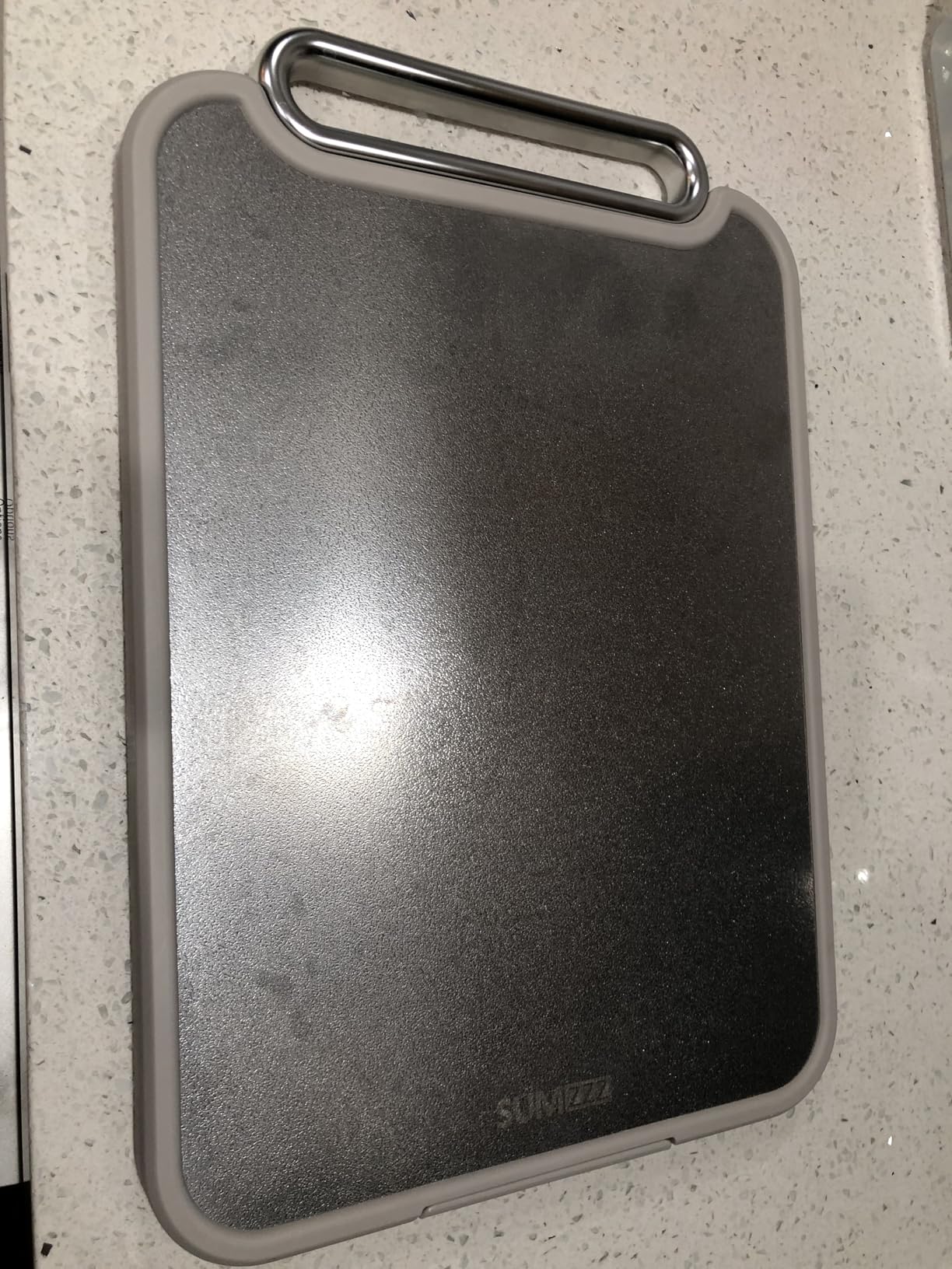 Stainless Steel Cutting Board for Kitchen, 2-in-1 Double-Sided Chopping Board, Food Grade Stainless Steel/PP, Easy to Clean, Large Size, Non-Slip, 16