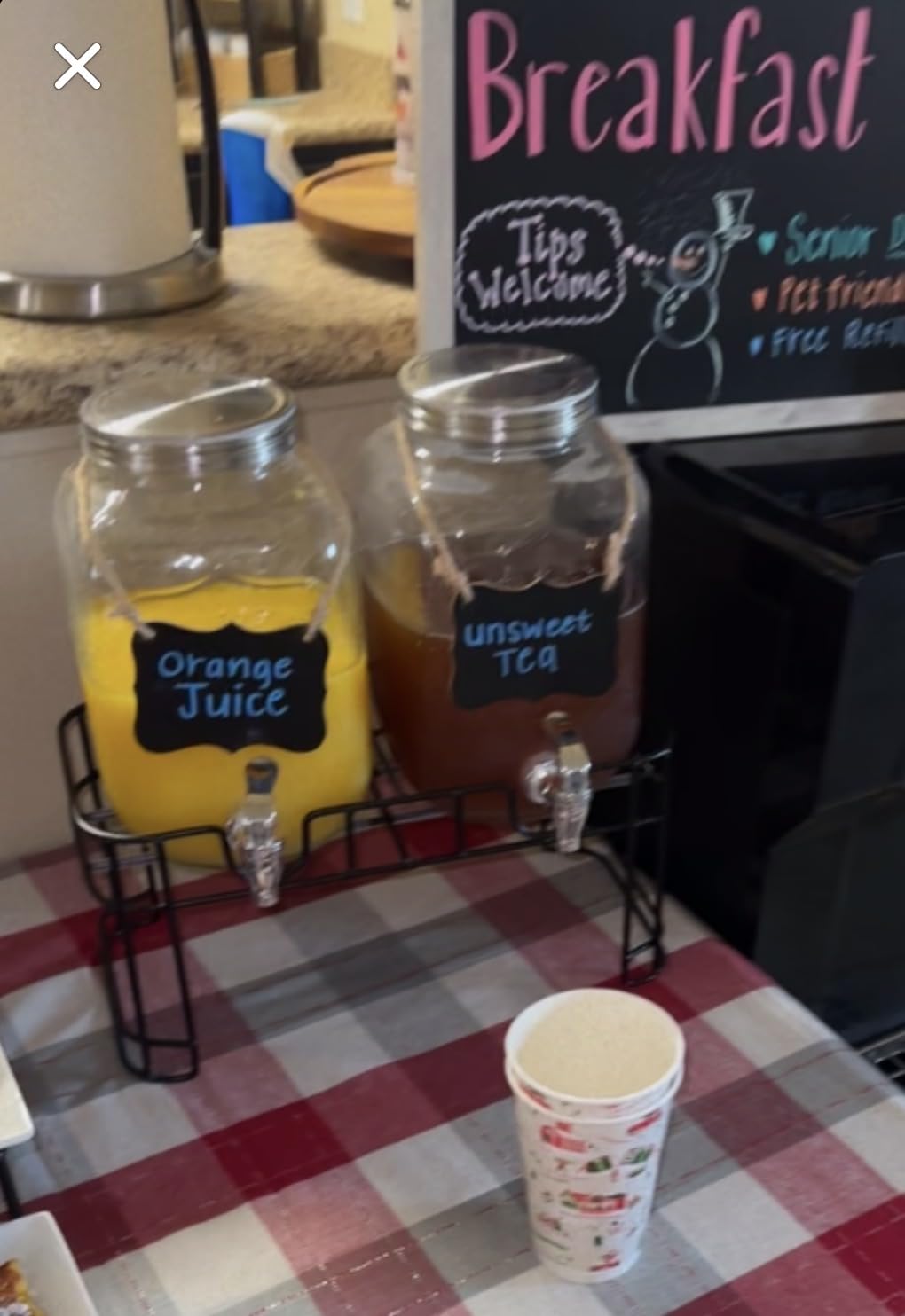 2-Pack 1 Gallon Glass Drink Dispensers for Parties - Leak-Proof Beverage Dispenser with Stand, Spigot, Ice Cylinder & Chalkboard Labels - Perfect for Lemonade, Iced Tea, and Party Drinks customer photo 2