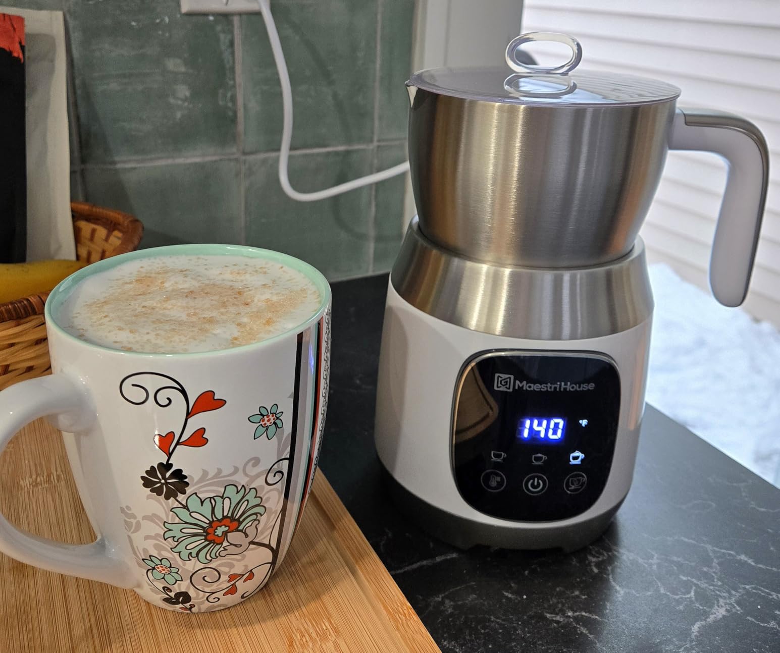 Maestri House Milk Frother, Variable Temp and Froth Thickness DualFro 600 Milk Frother Steamer, 21OZ Smart Touch Control Milk Warmer, Dishwasher Safe, Memory Function for Latte&Hot Chocolate (White) customer photo 1