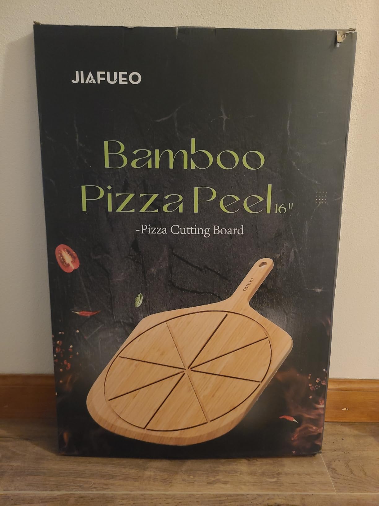 Wooden Pizza Peel 16 Inch, Large Bamboo Pizza Paddle Spatula - Serving Board, Wood Pizza Cutting Boards with 8 Slice Grooves and Handle for Kitchen Oven Pastry Pizzas customer photo 2
