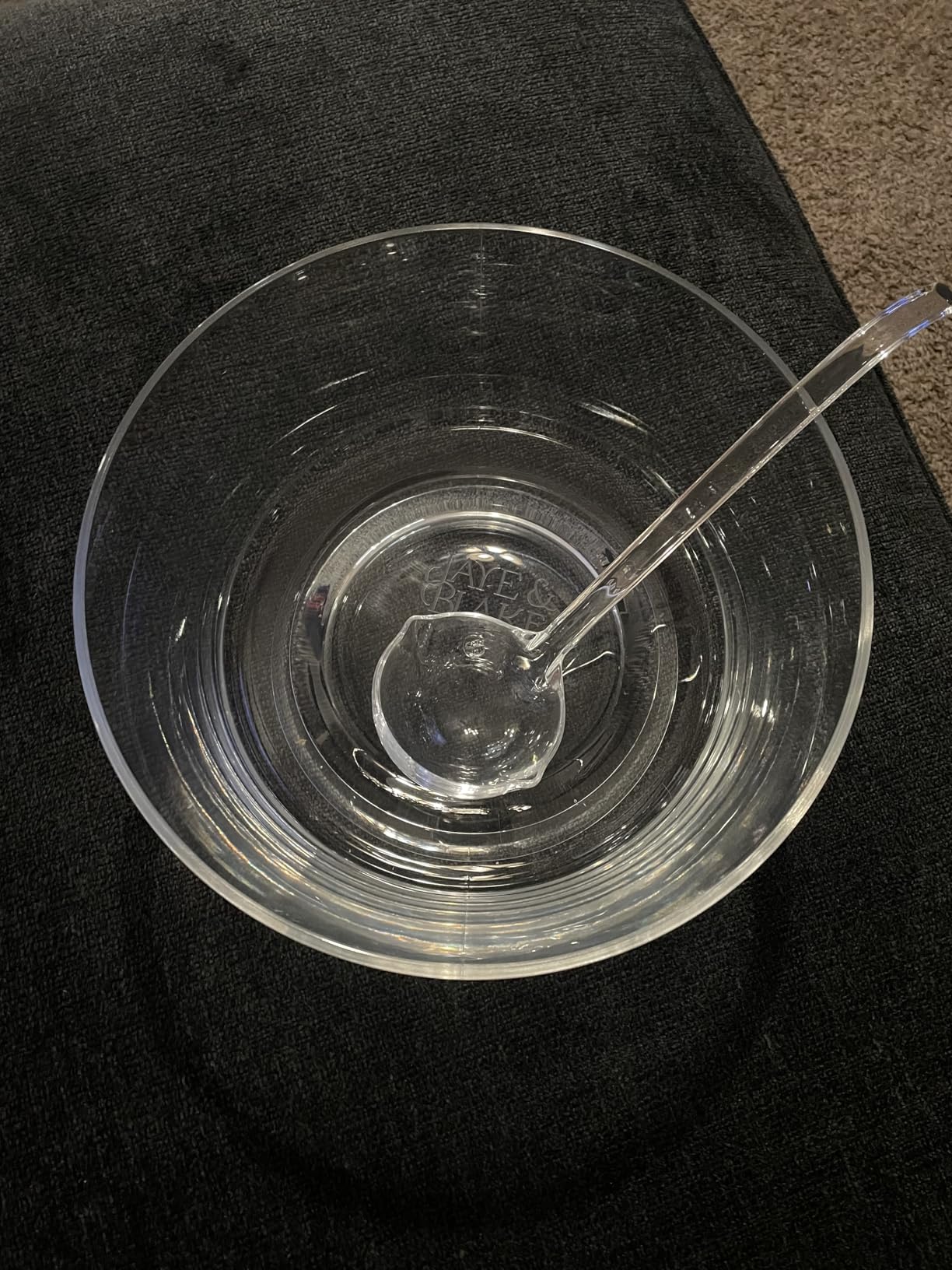 JAYE & BLAKE Premium Acrylic Punch Bowl with Ladle | 12''W x 6''H Clear Design Glass Like Quality & Durable Acrylic Bowls | 1.5 Gallon (6 quarts) Punch Bowl For Parties, Holidays, Schools, Halloween customer photo 2