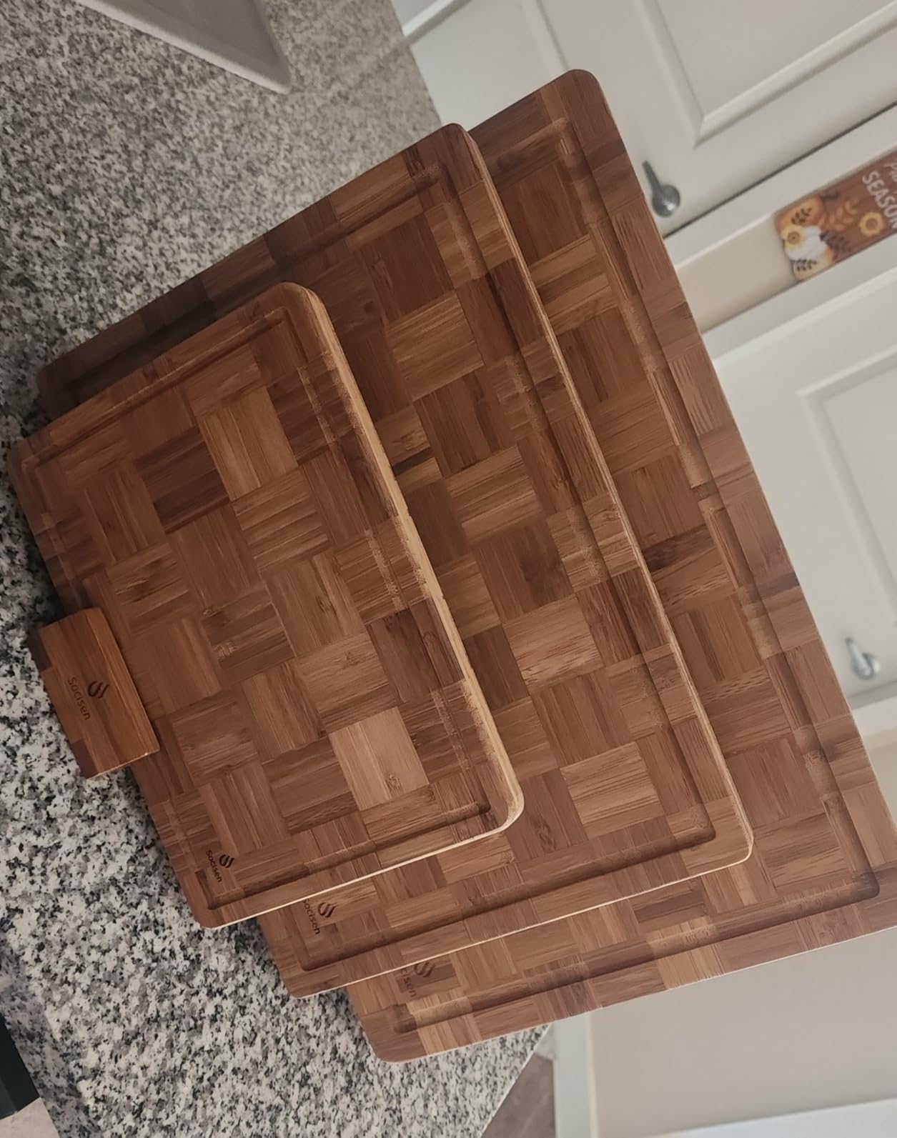 Bamboo Cutting Board Non Slip Heavy Duty Over Sink Wooden Wood Cutting Board for Kitchen Chopping Board Edge Grain Teak Smart Marble Flexible Round Stone Metal customer photo 1