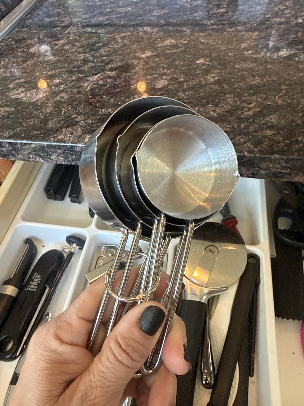 10-Piece Stainless Steel Measuring Cups and Spoons Set for Home Baking Essentials, Dishwasher Safe Kitchen Tools customer photo 2